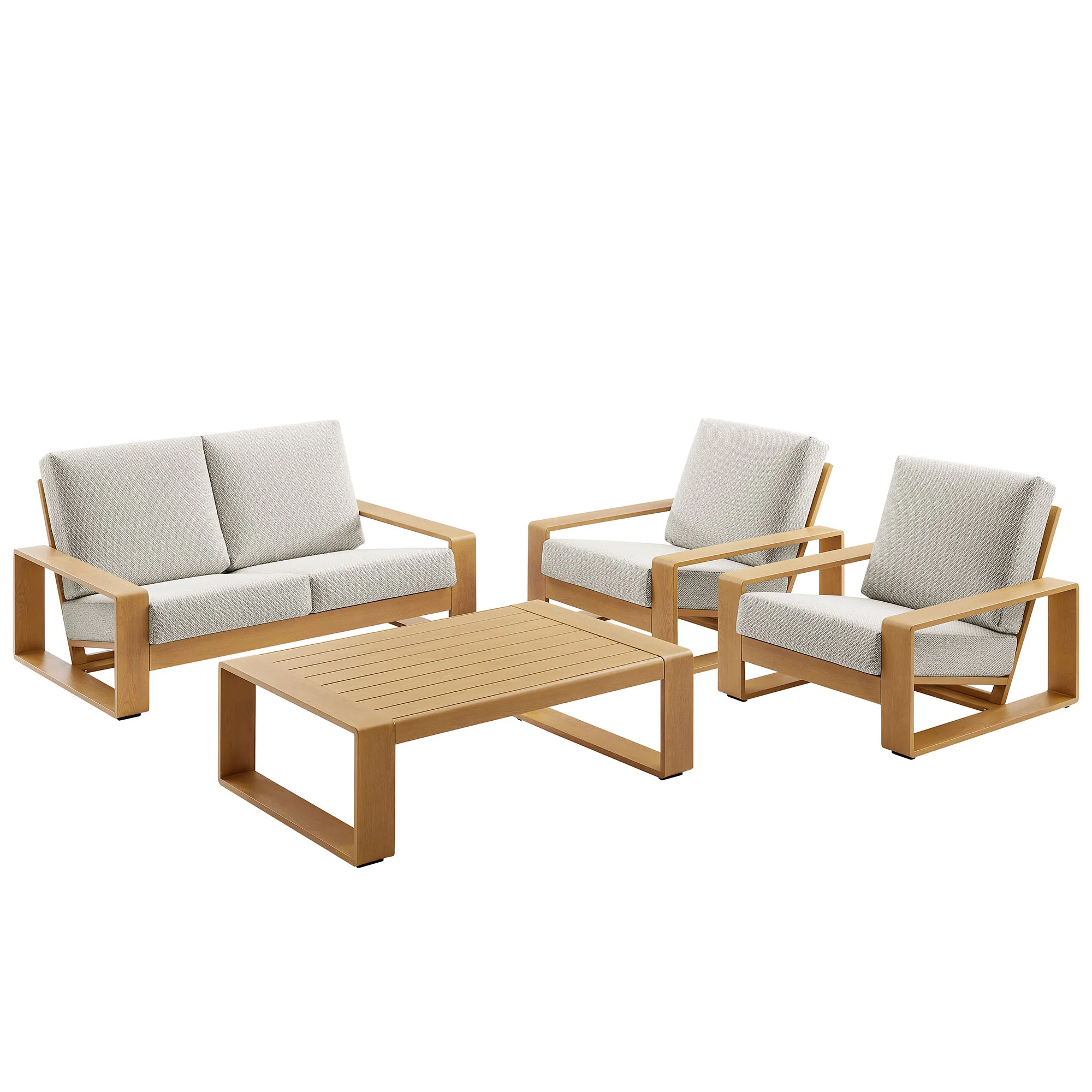 Lirienne 4-Piece Outdoor Patio Aluminum Faux Wood Furniture Set by Modway - Image 6