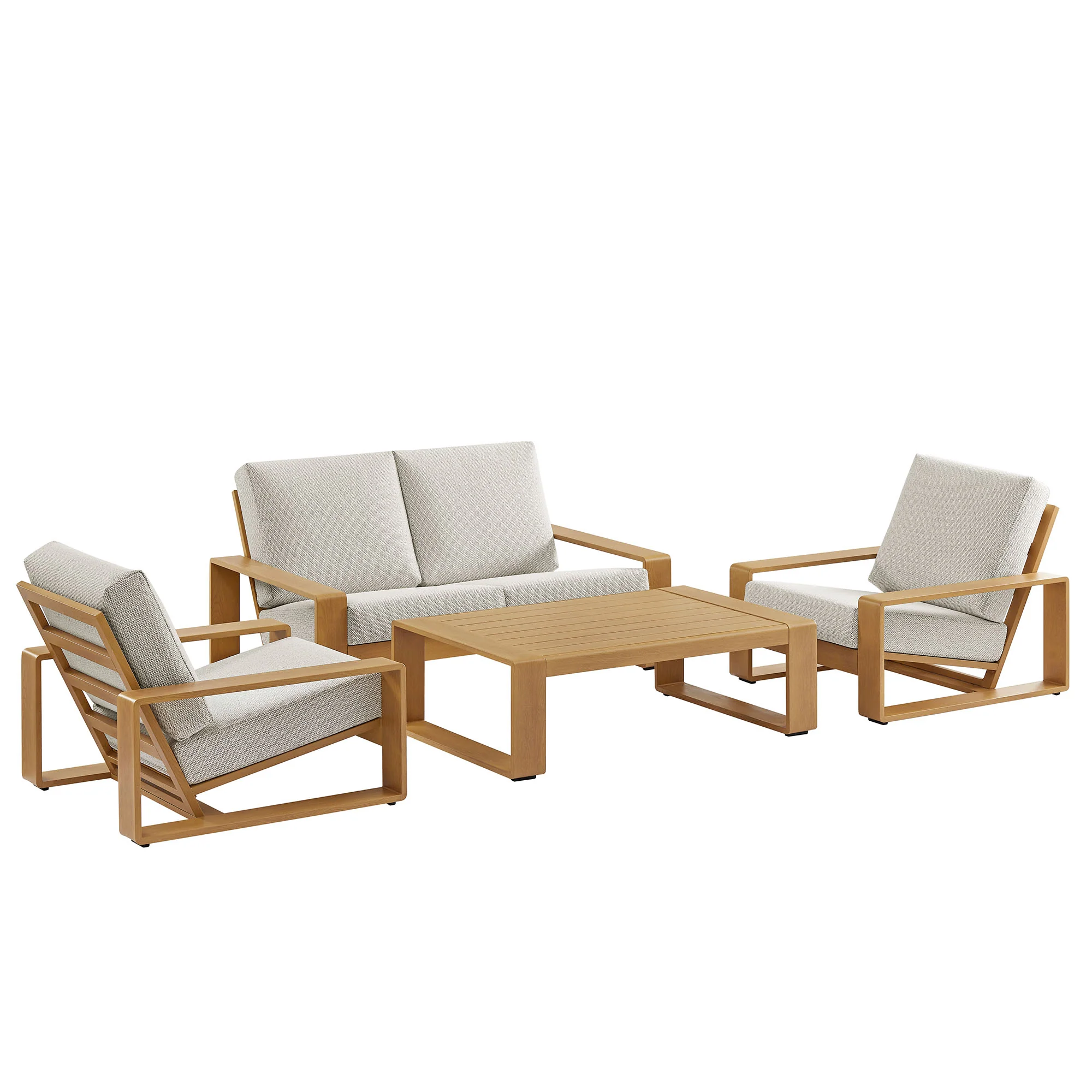Lirienne 4-Piece Outdoor Patio Aluminum Faux Wood Furniture Set by Modway - Image 7