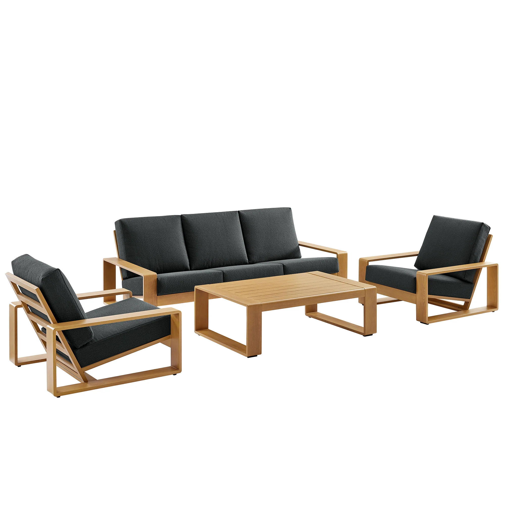 Lirienne 4-Piece Outdoor Patio Aluminum Faux Wood Furniture Set by Modway - Image 3