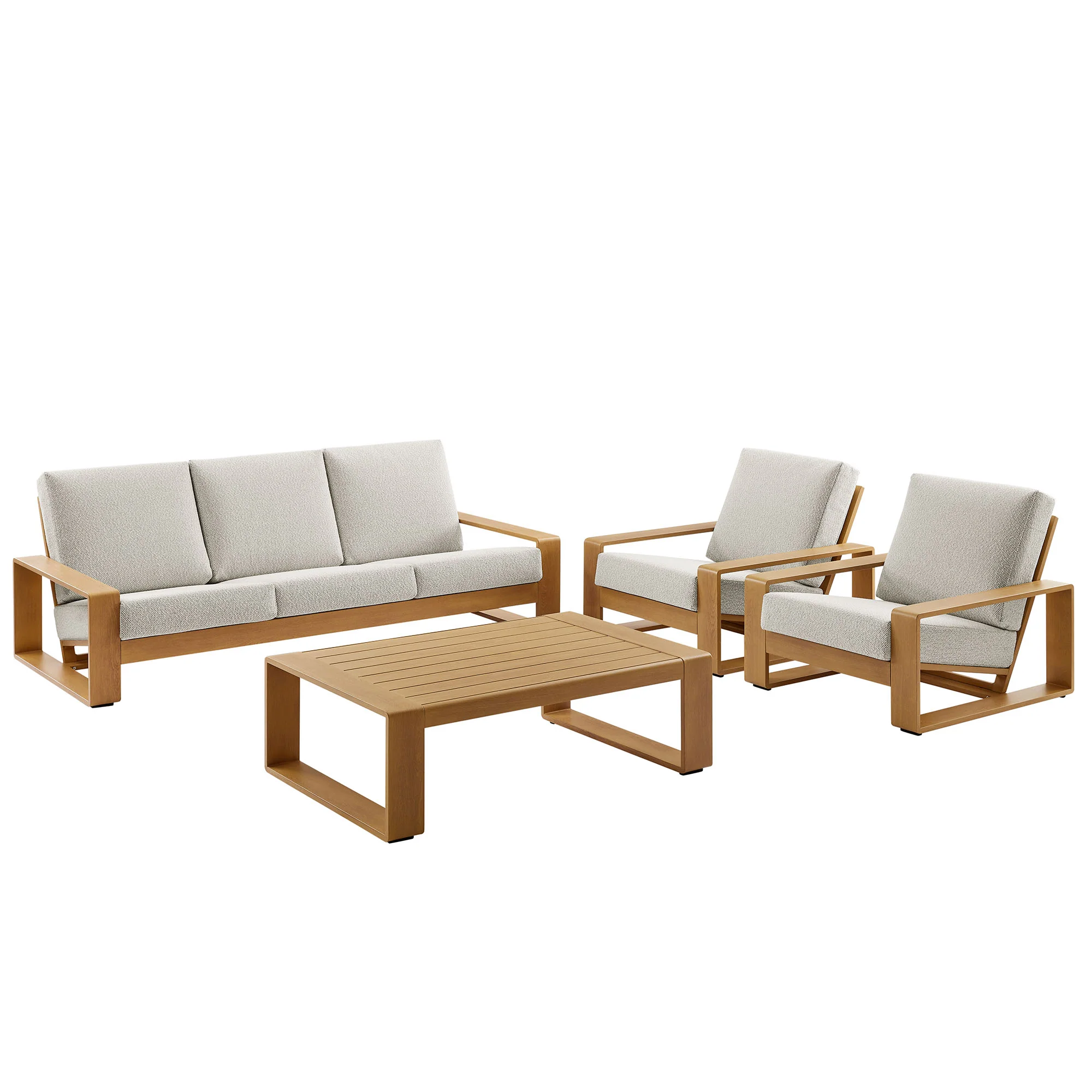 Lirienne 4-Piece Outdoor Patio Aluminum Faux Wood Furniture Set by Modway - Image 5