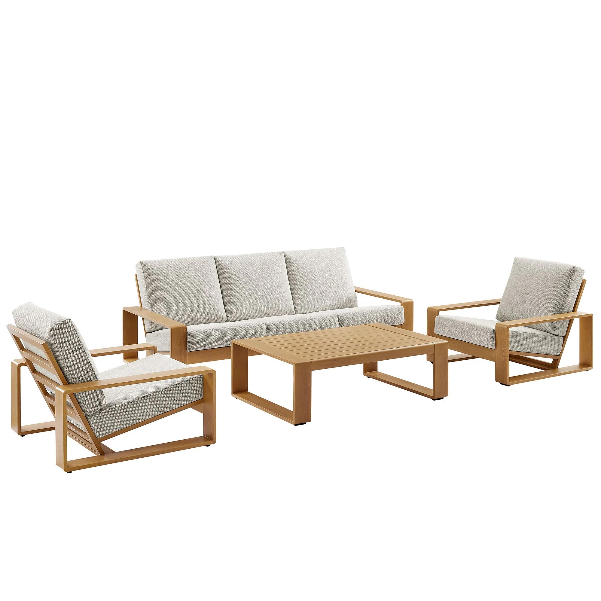 Lirienne 4-Piece Outdoor Patio Aluminum Faux Wood Furniture Set by Modway - Image 6