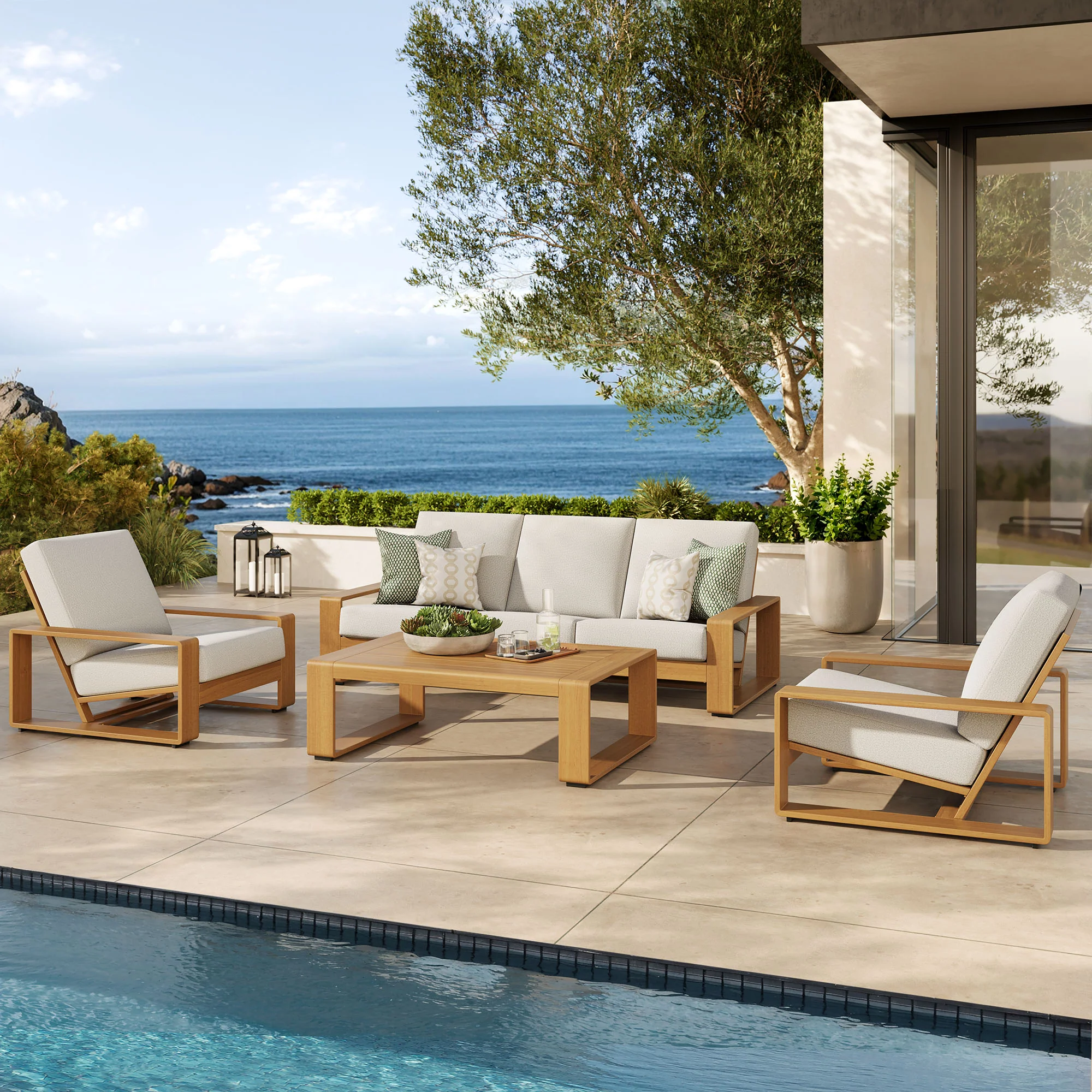 Lirienne 4-Piece Outdoor Patio Aluminum Faux Wood Furniture Set by Modway - Image 7