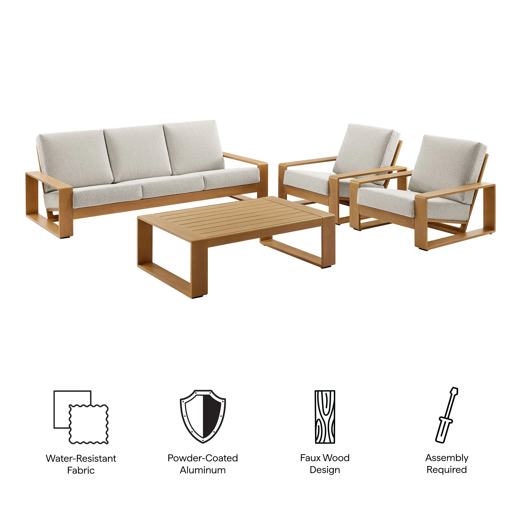 Lirienne 4-Piece Outdoor Patio Aluminum Faux Wood Furniture Set by Modway - Image 8
