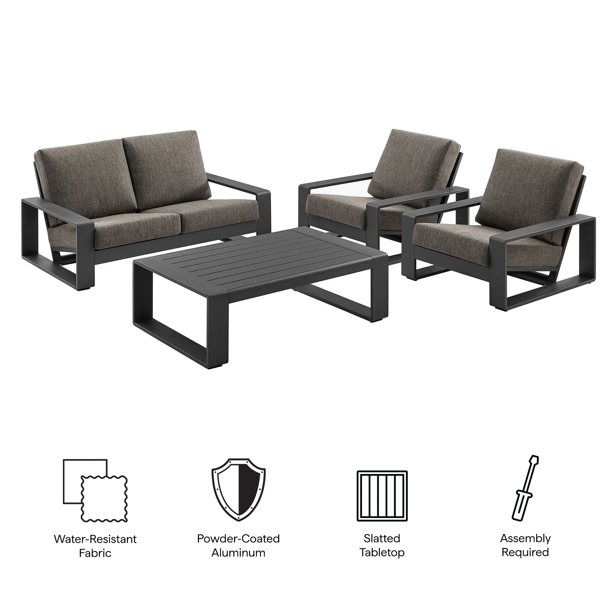 Lirienne 4-Piece Outdoor Patio Aluminum Furniture Set by Modway - Image 12