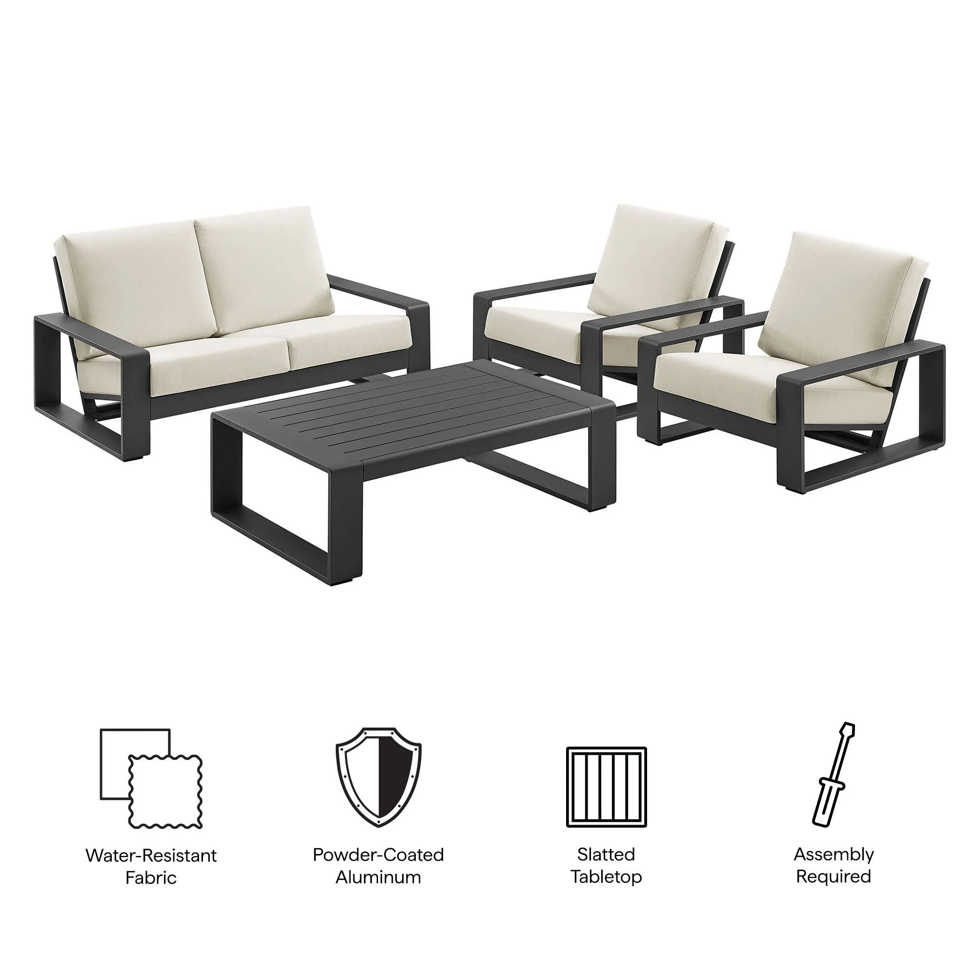 Lirienne 4-Piece Outdoor Patio Aluminum Furniture Set by Modway - Image 4