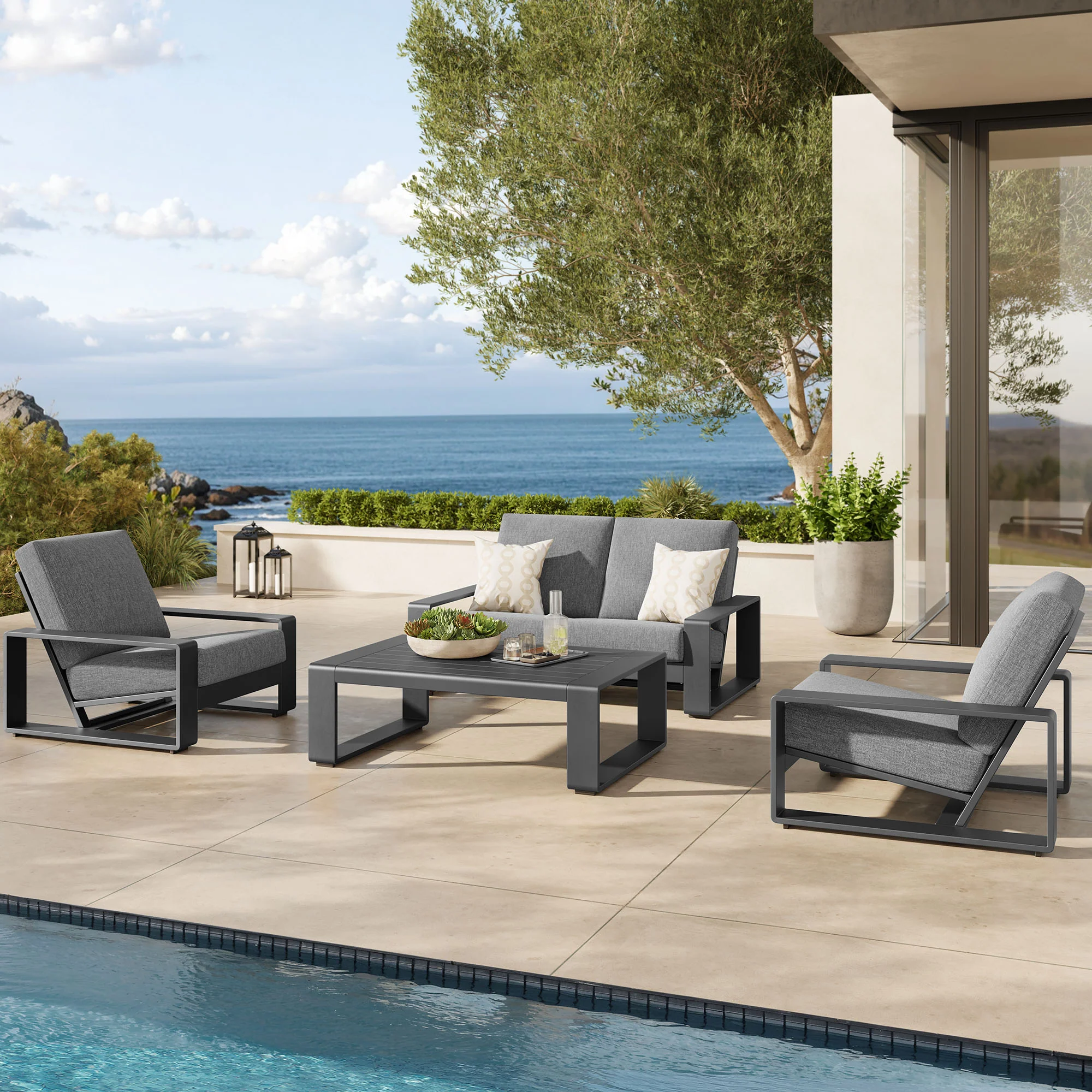 Lirienne 4-Piece Outdoor Patio Aluminum Furniture Set by Modway - Image 7