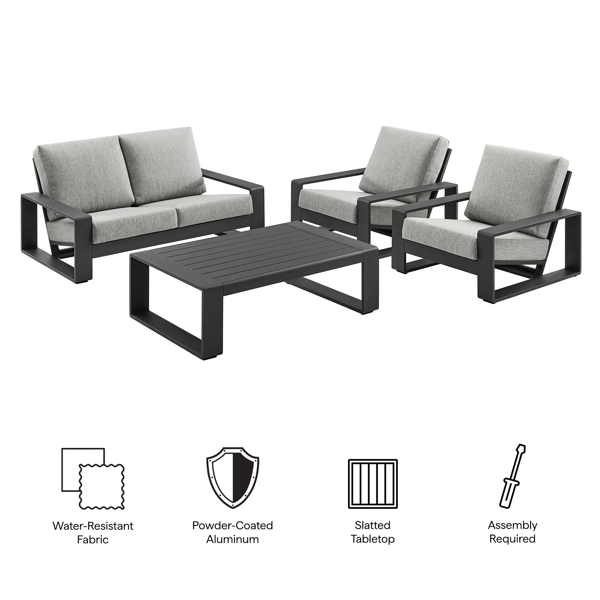 Lirienne 4-Piece Outdoor Patio Aluminum Furniture Set by Modway - Image 8