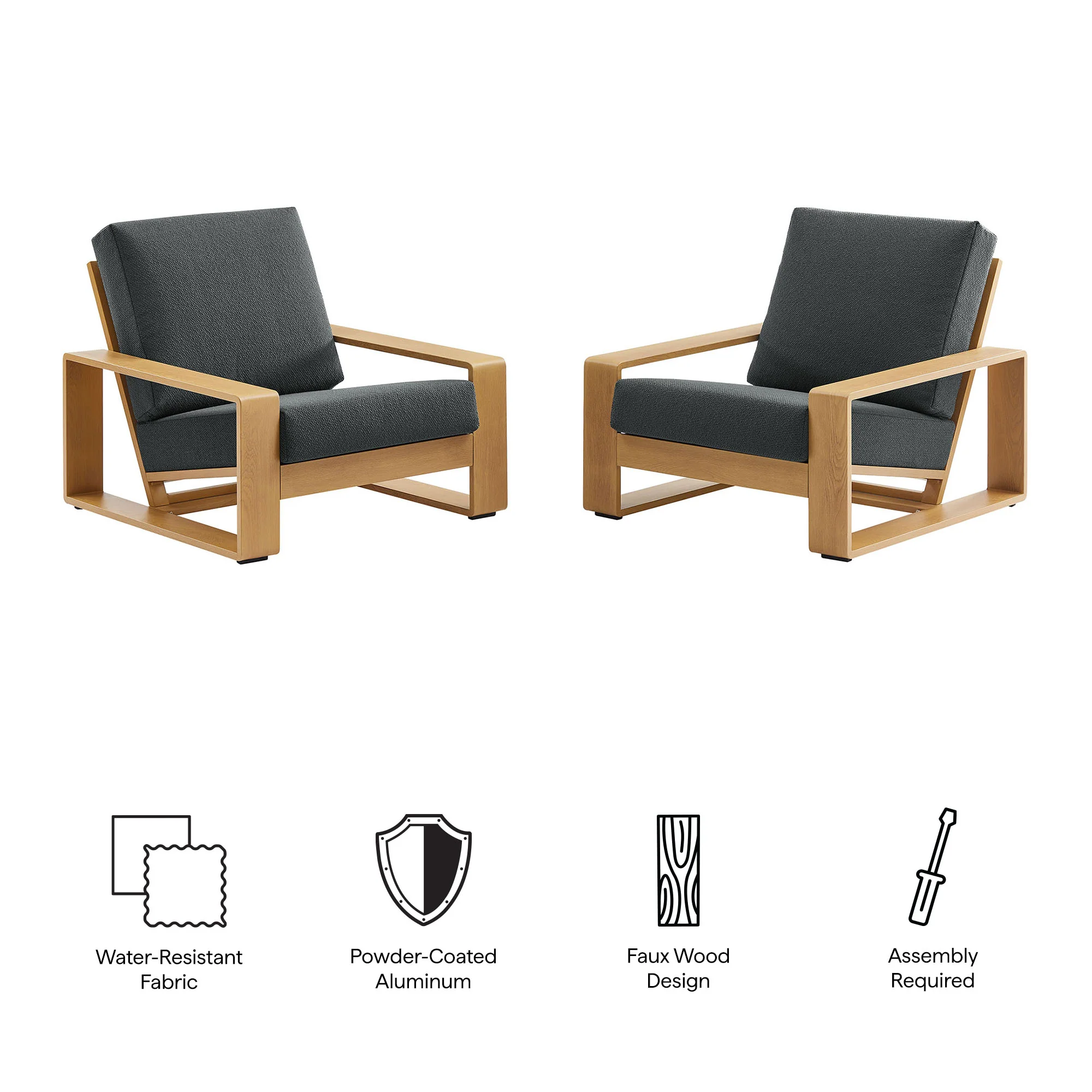Lirienne Outdoor Patio Aluminum Faux Wood Armchairs Set of 2 by Modway - Image 3