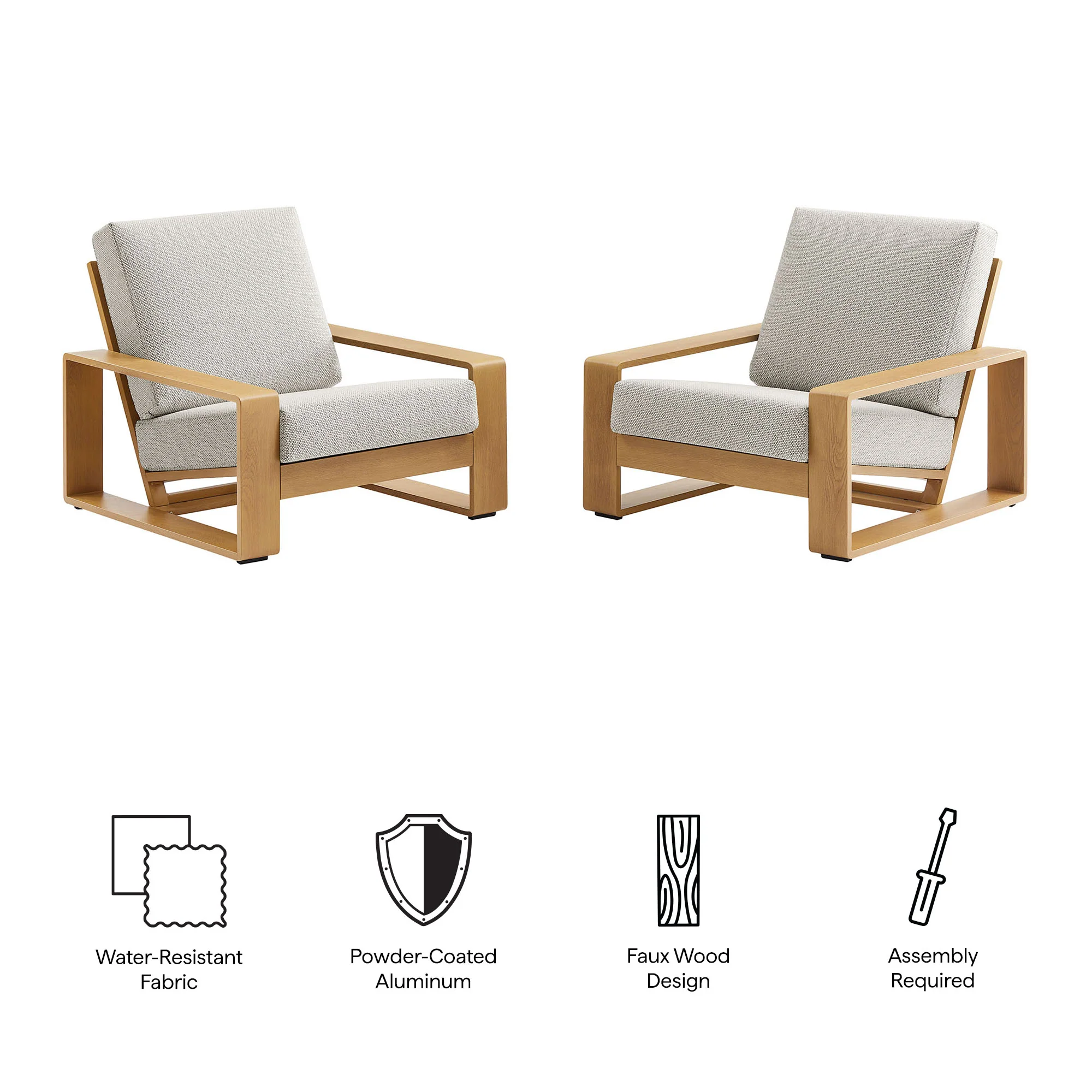 Lirienne Outdoor Patio Aluminum Faux Wood Armchairs Set of 2 by Modway - Image 6