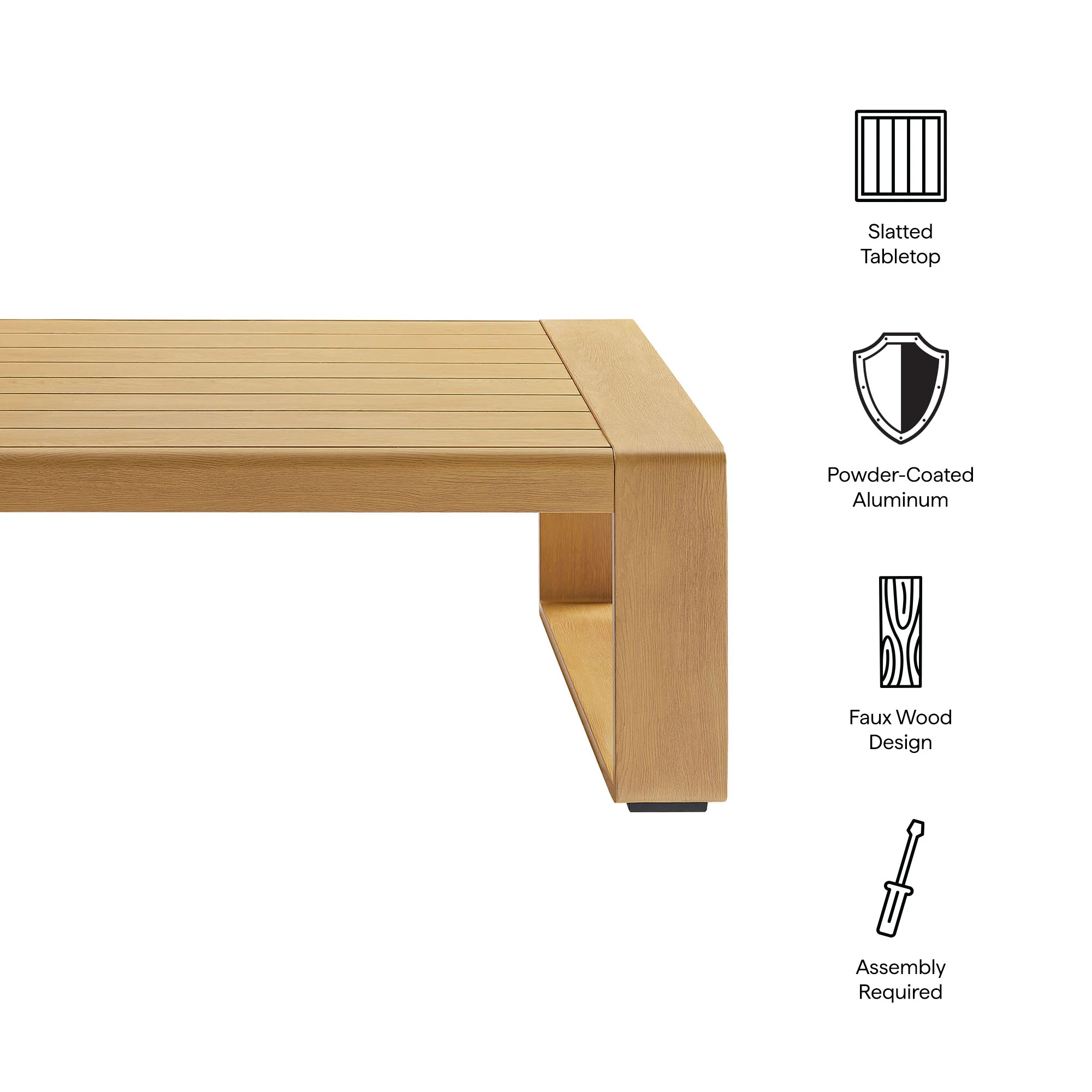 Lirienne Outdoor Patio Aluminum Faux Wood Coffee Table by Modway - Image 8