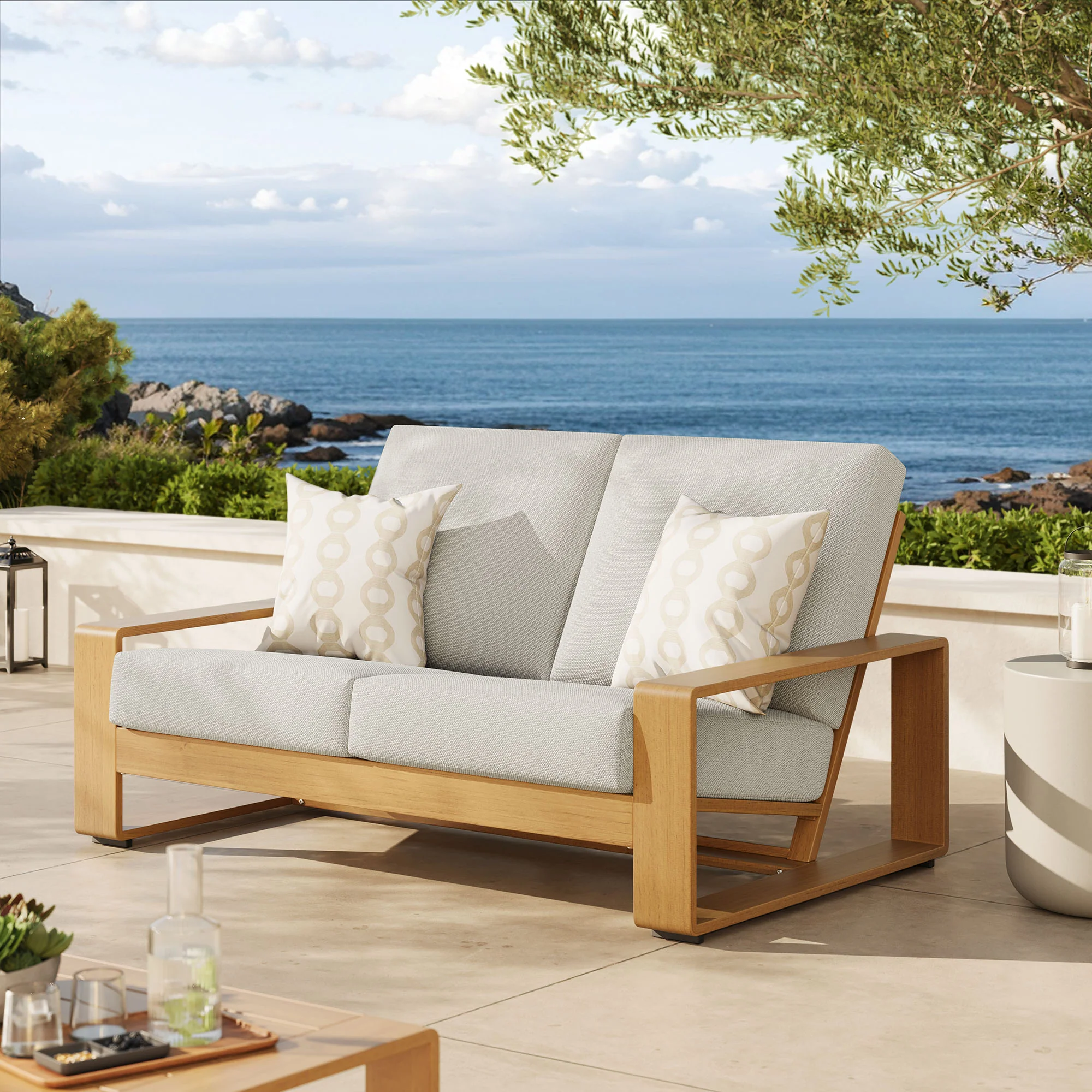 Lirienne Outdoor Patio Aluminum Faux Wood Loveseat by Modway - Image 16