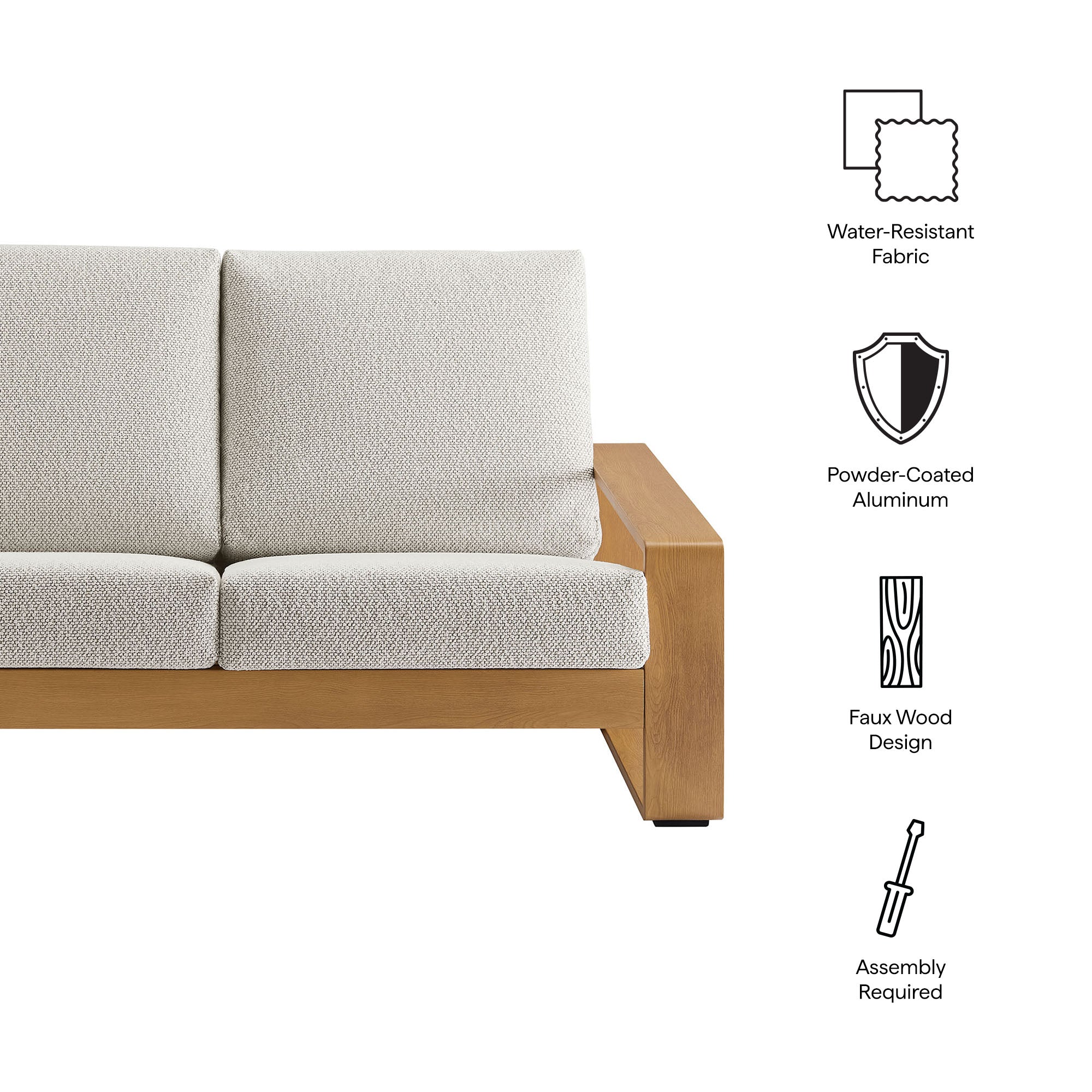 Lirienne Outdoor Patio Aluminum Faux Wood Loveseat by Modway - Image 17