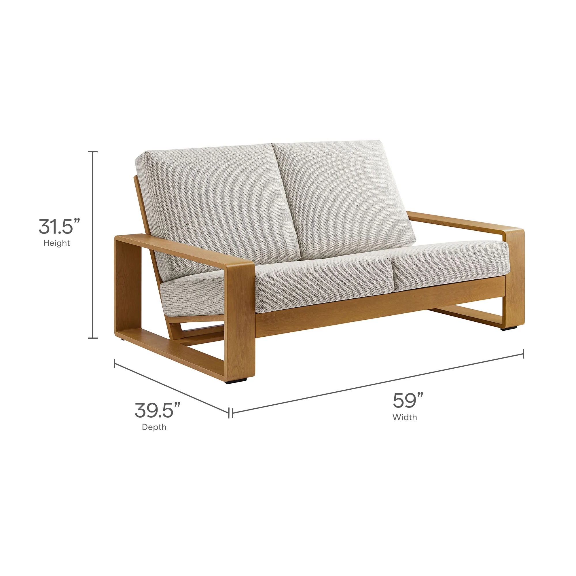 Lirienne Outdoor Patio Aluminum Faux Wood Loveseat by Modway - Image 18