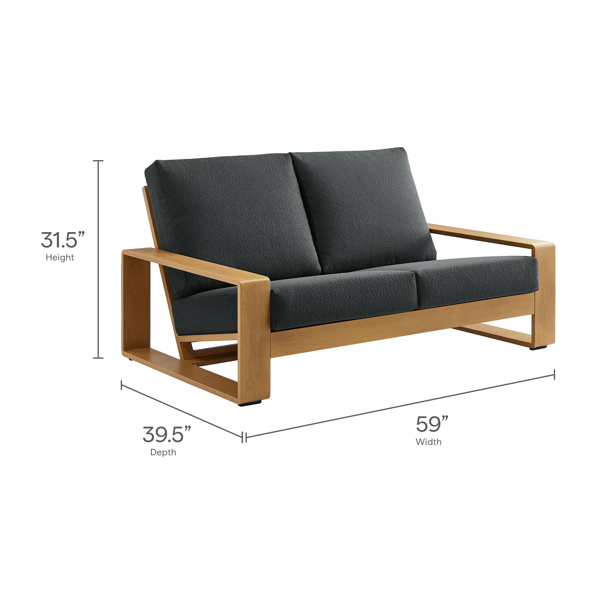 Lirienne Outdoor Patio Aluminum Faux Wood Loveseat by Modway - Image 9