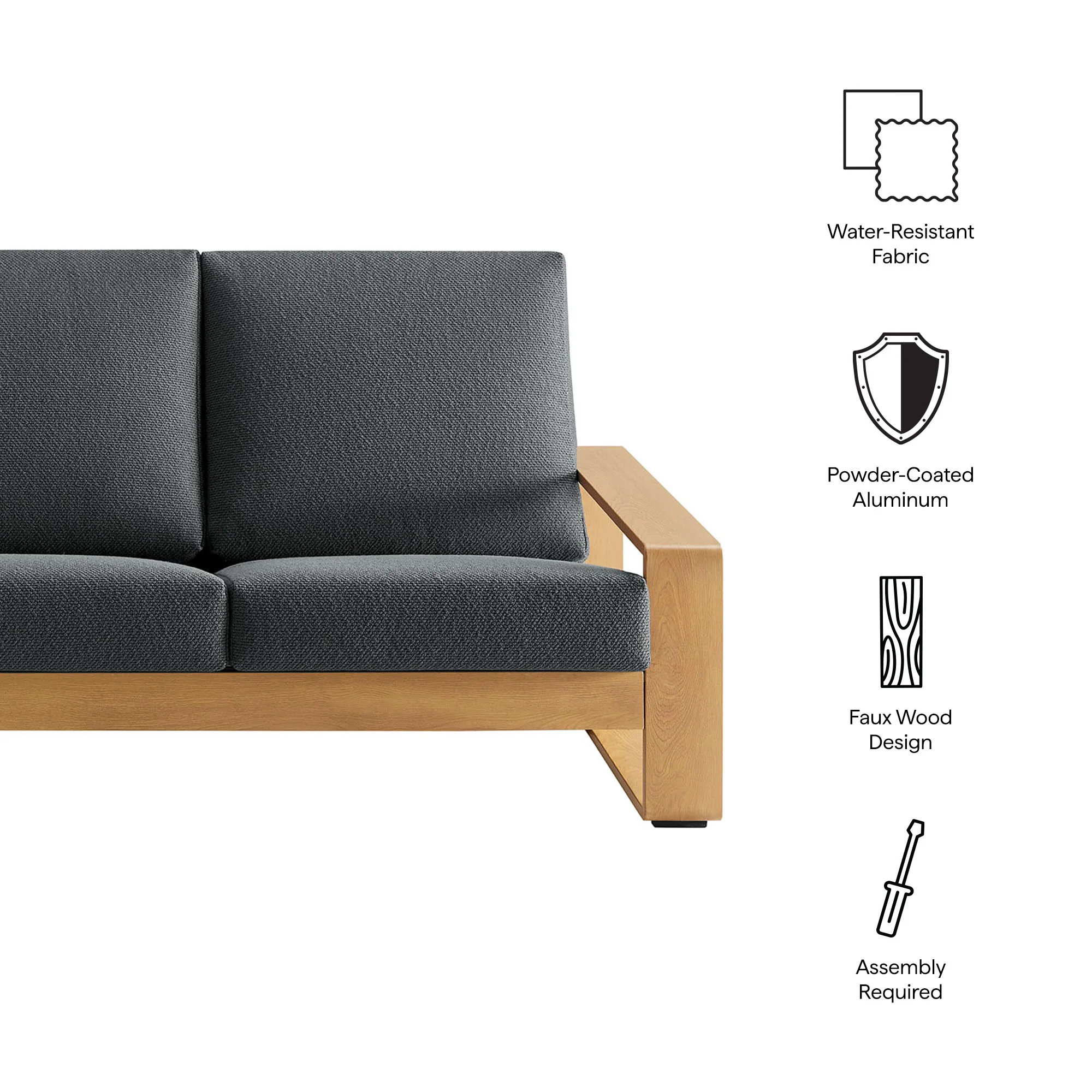 Lirienne Outdoor Patio Aluminum Faux Wood Sofa by Modway - Image 8
