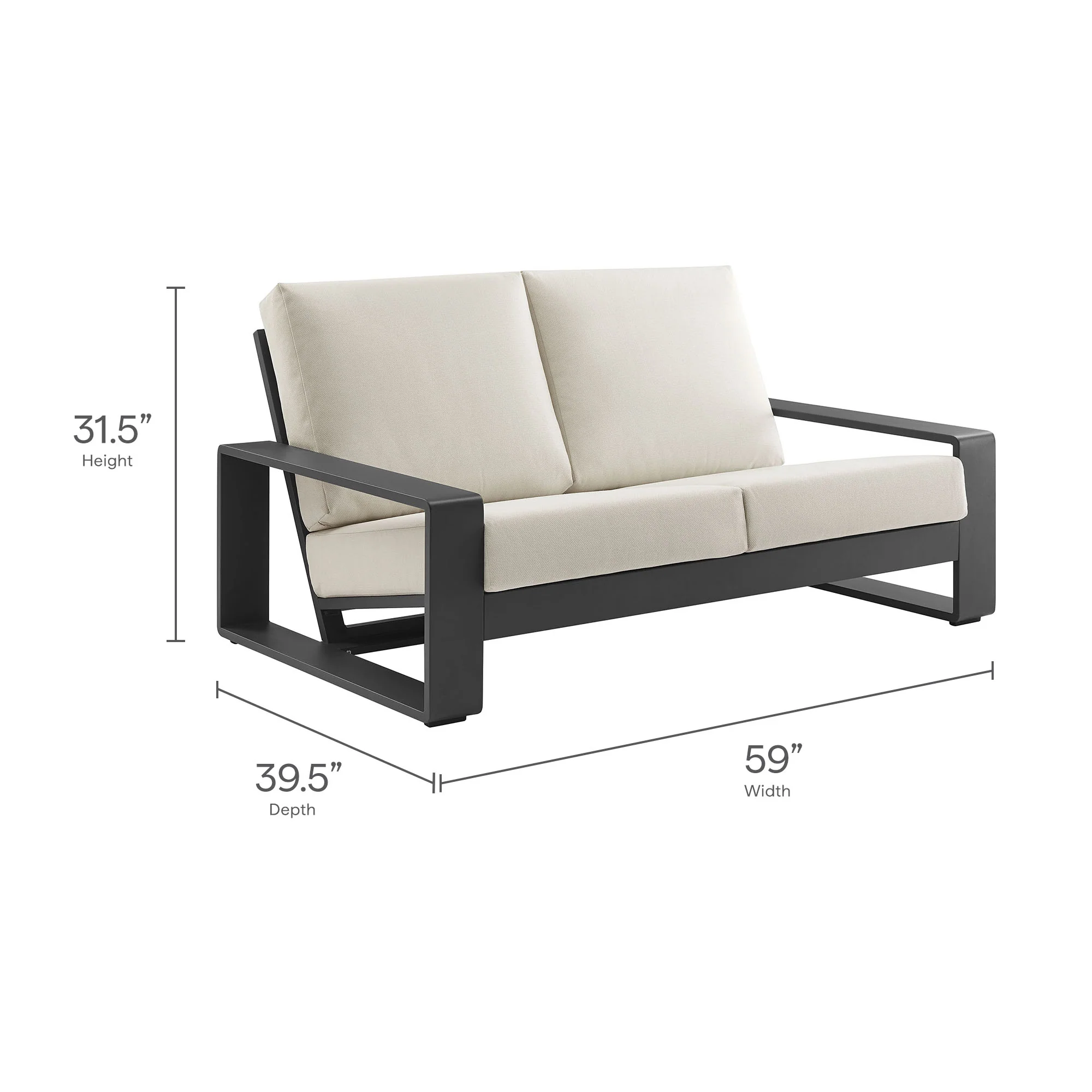 Lirienne Outdoor Patio Aluminum Loveseat by Modway - Image 9