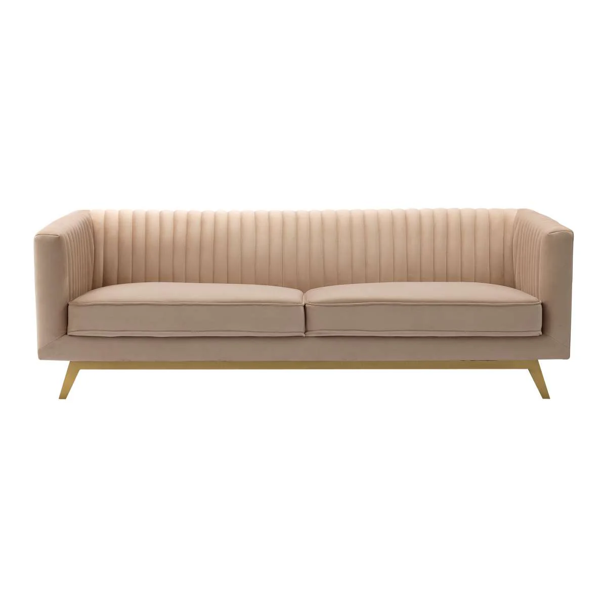 Liv Modern Beige Velvet Sofa By Armen Living - Image 2