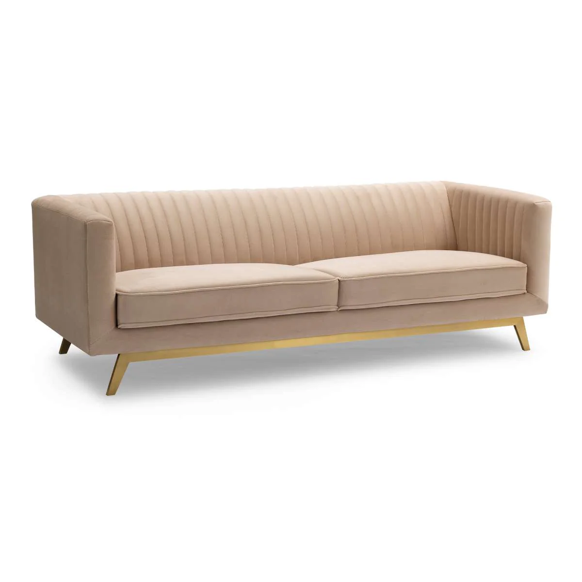 Liv Modern Beige Velvet Sofa By Armen Living - Image 3