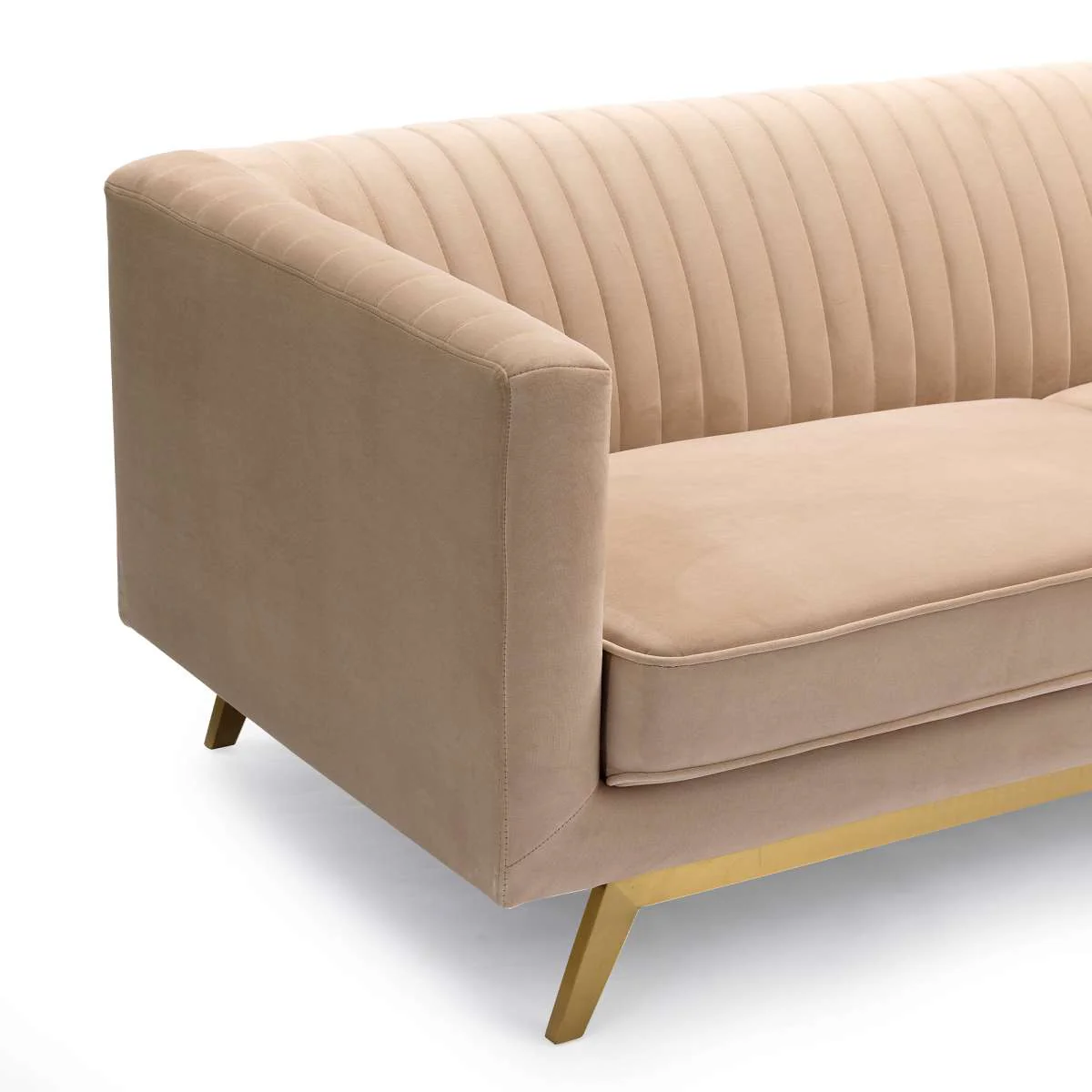 Liv Modern Beige Velvet Sofa By Armen Living - Image 4