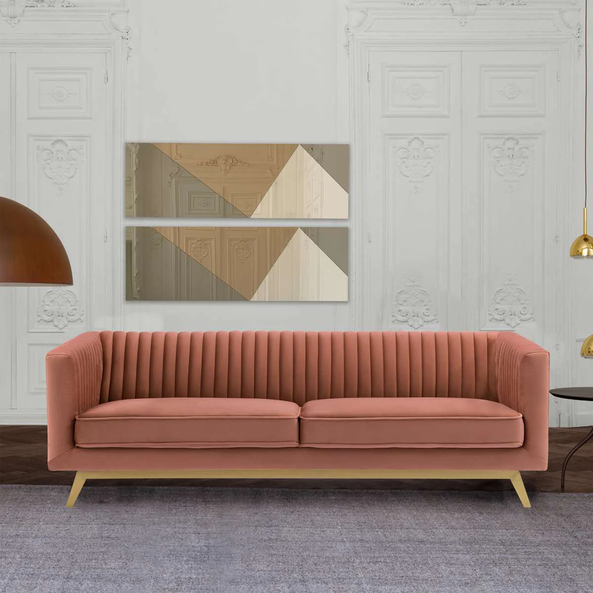 Liv Modern Beige Velvet Sofa By Armen Living - Image 5