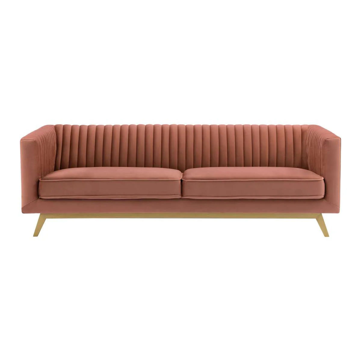 Liv Modern Beige Velvet Sofa By Armen Living - Image 6