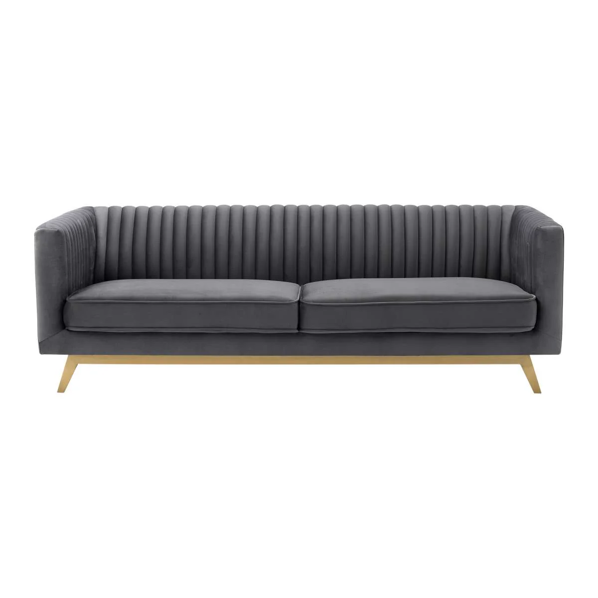 Liv Modern Dark Gray Velvet Sofa By Armen Living - Image 2