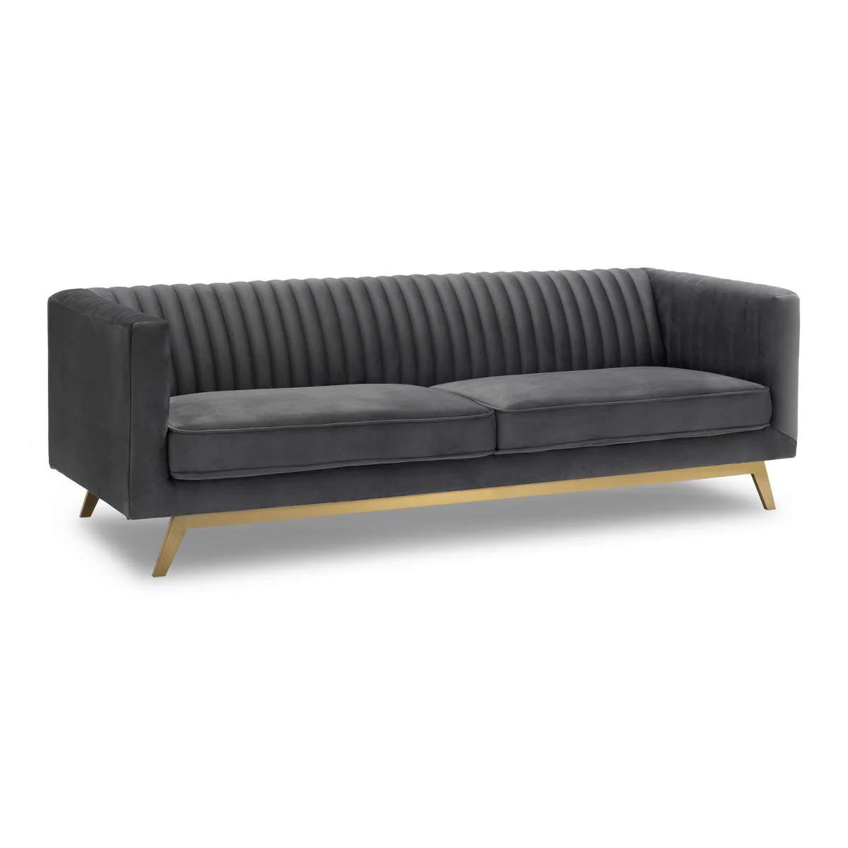 Liv Modern Dark Gray Velvet Sofa By Armen Living - Image 3