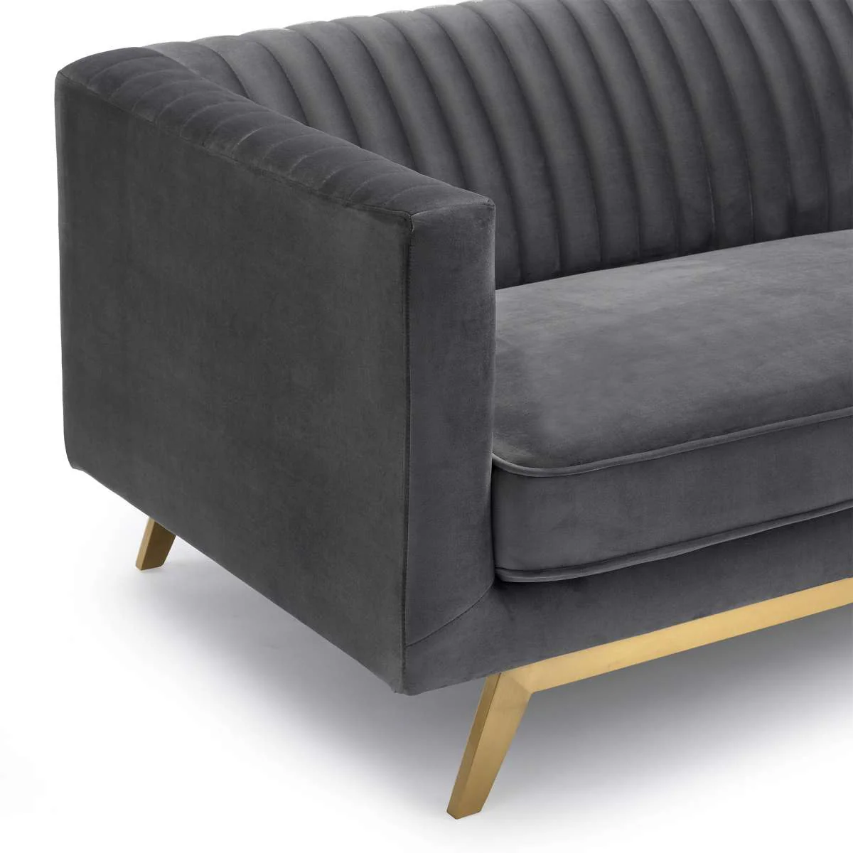Liv Modern Dark Gray Velvet Sofa By Armen Living - Image 4