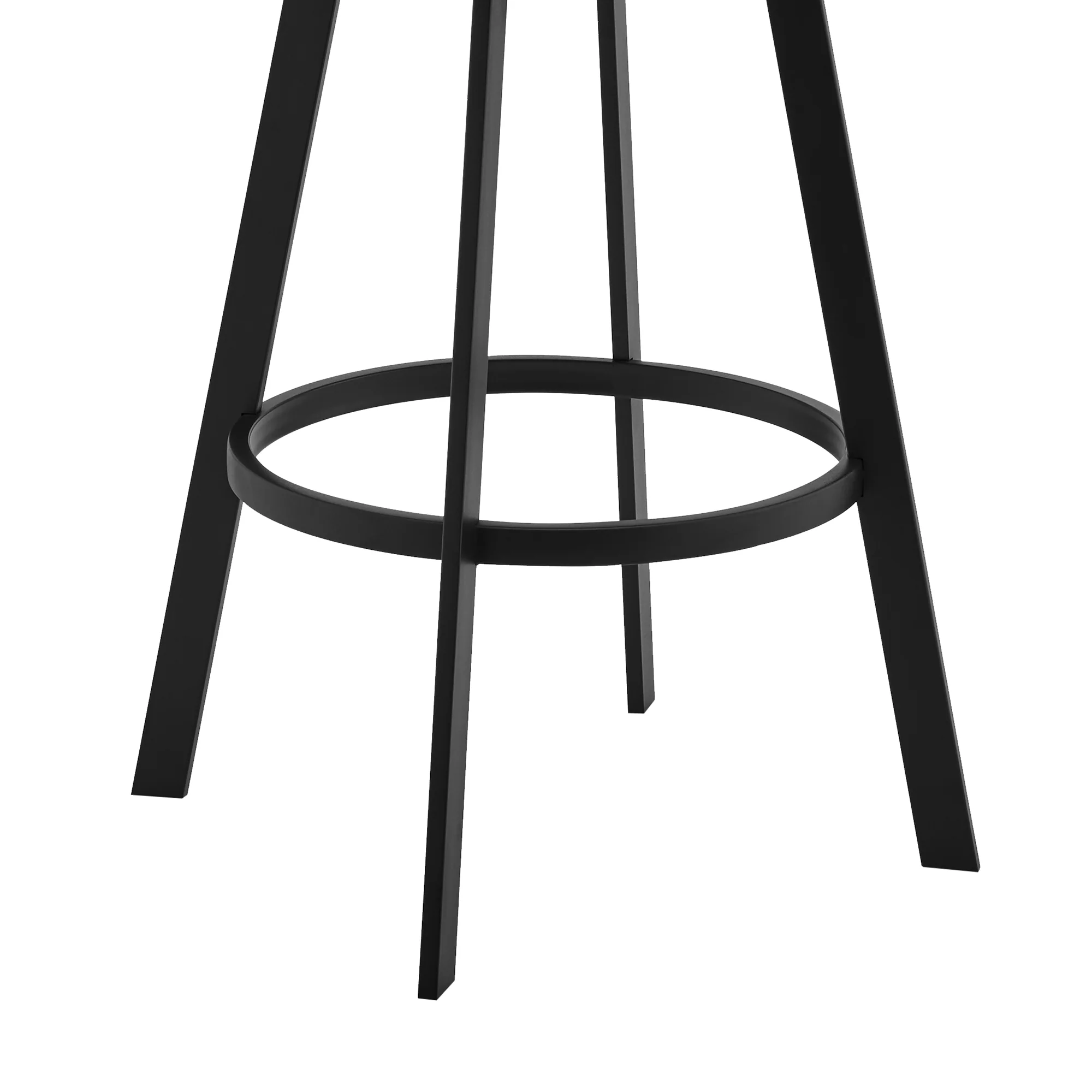 Livingston 26" Gray Faux Leather and Black Metal Swivel Bar Stool By Armen Living - Image 7