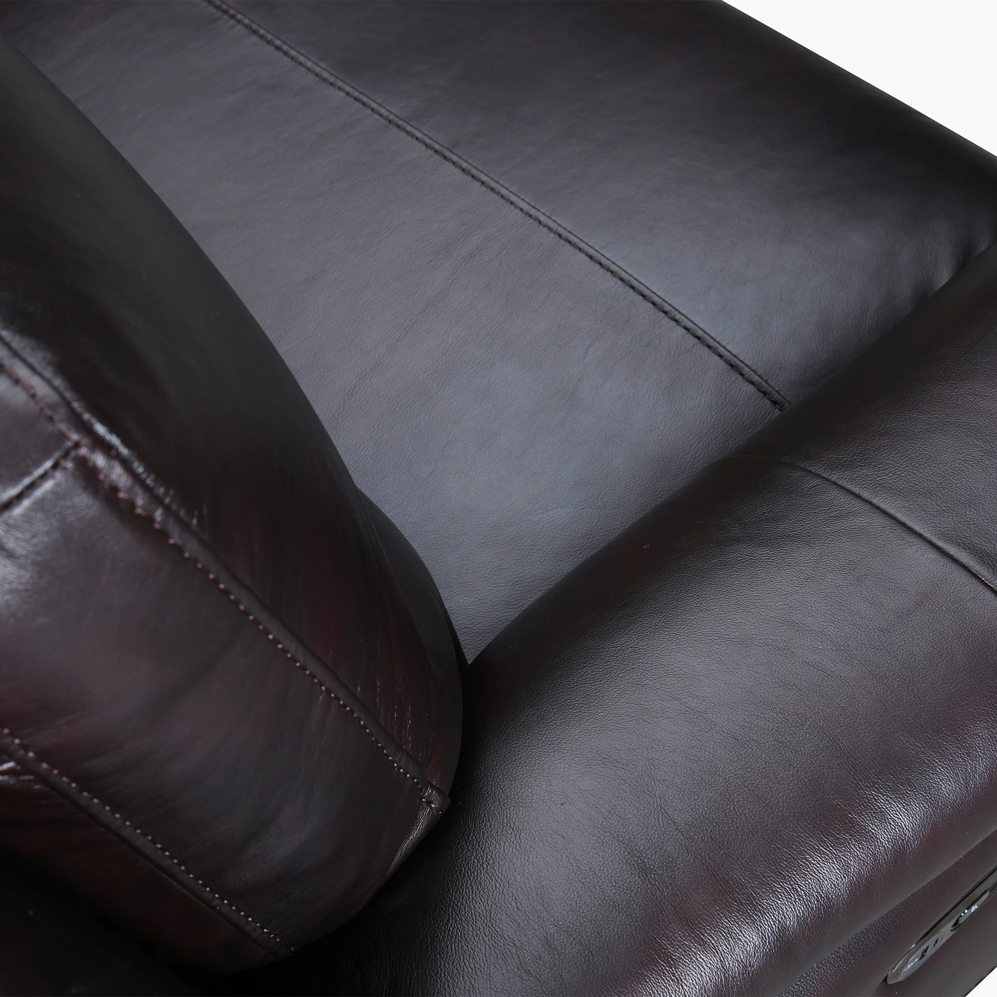 Lizette 65" Brown Leather Power Recliner Loveseat with USB By Armen Living - Image 7