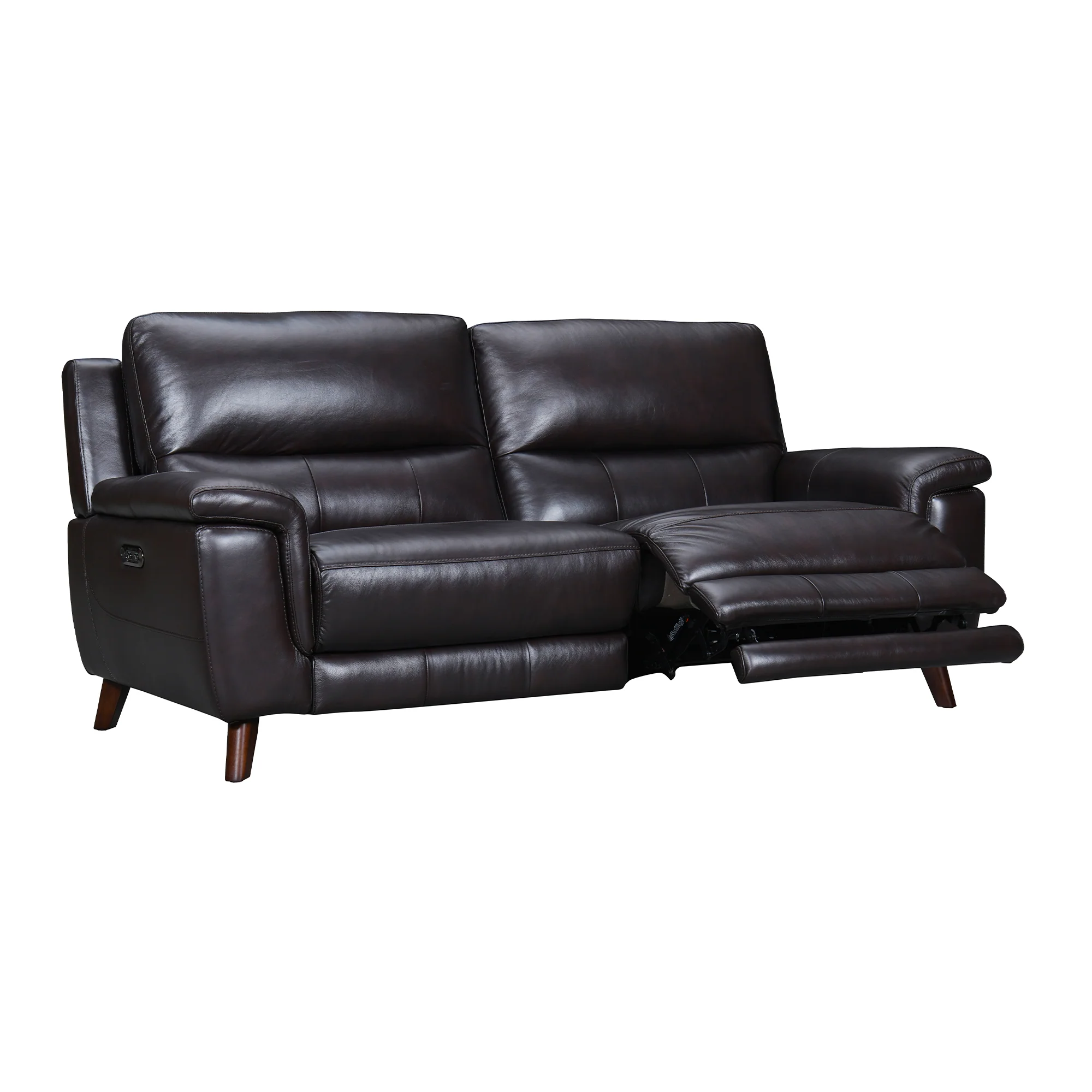 Lizette Brown Leather Power Recliner 3 Piece Living Room Set with USB By Armen Living - Image 4