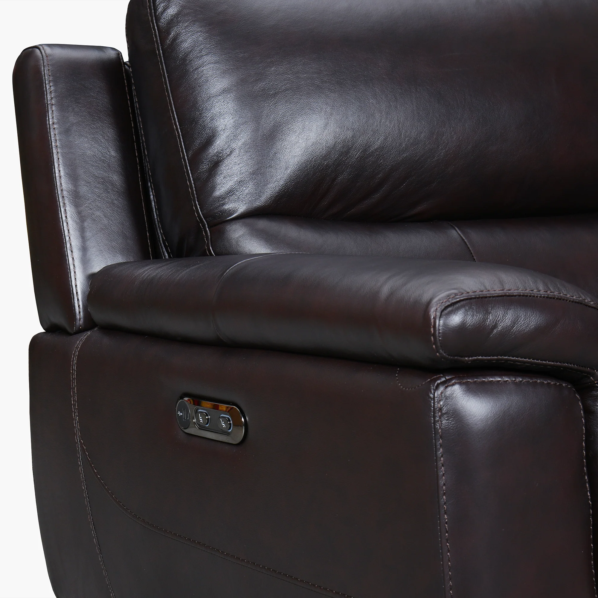 Lizette Brown Leather Power Recliner with USB By Armen Living - Image 10