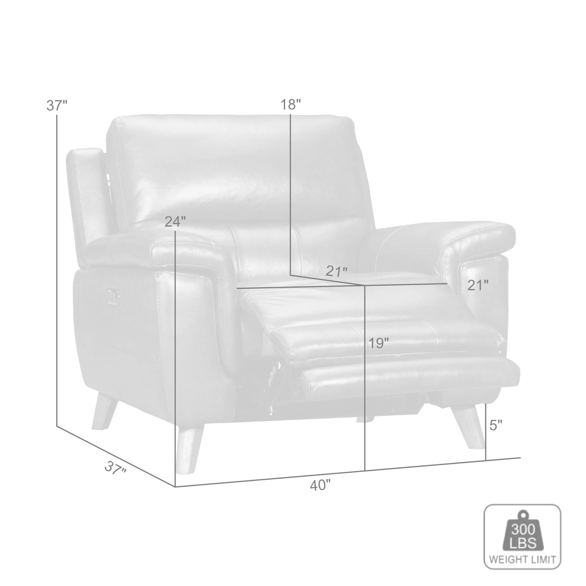 Lizette Brown Leather Power Recliner with USB By Armen Living - Image 9