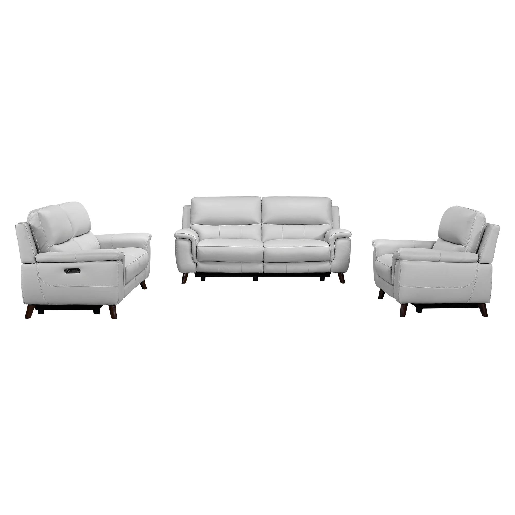 Lizette Dove Gray Leather Power Recliner 3 Piece Living Room Set with USB By Armen Living - Image 2