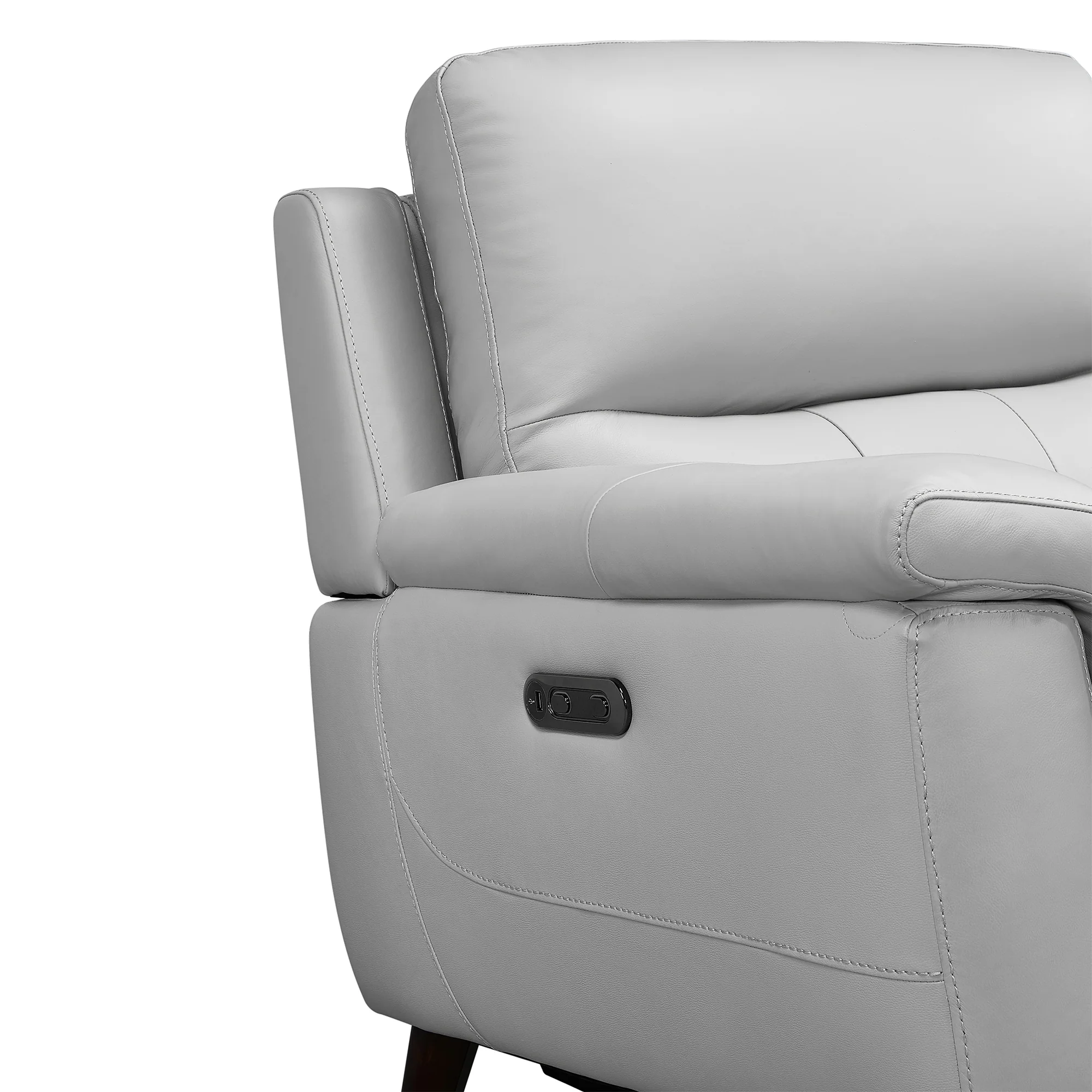 Lizette Dove Gray Leather Power Recliner 3 Piece Living Room Set with USB By Armen Living - Image 9