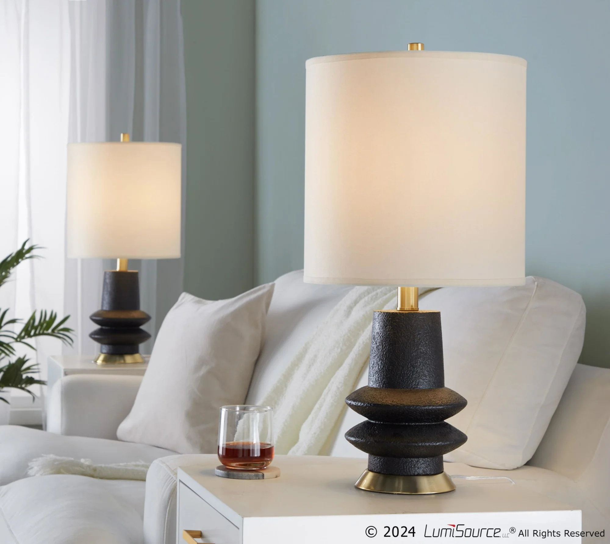 Lloyd 26" Polyresin Table Lamp  - Set of 2 By LumiSource - GPT26-LLOYD BKW2 - Image 2