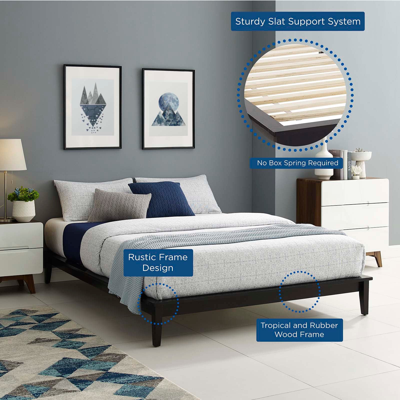 Lodge King Wood Platform Bed Frame By Modway - MOD-6056 - Image 17