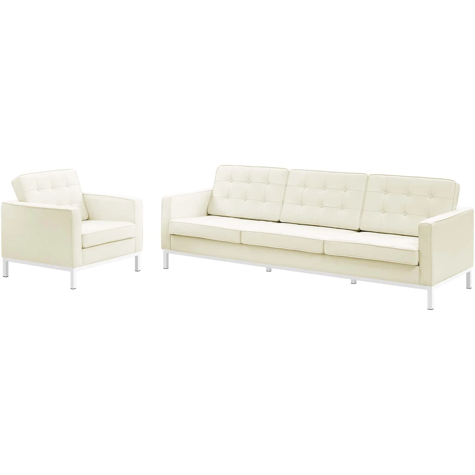 Loft 2 Piece Leather Sofa and Armchair Set By Modway - EEI-3099 - Image 2