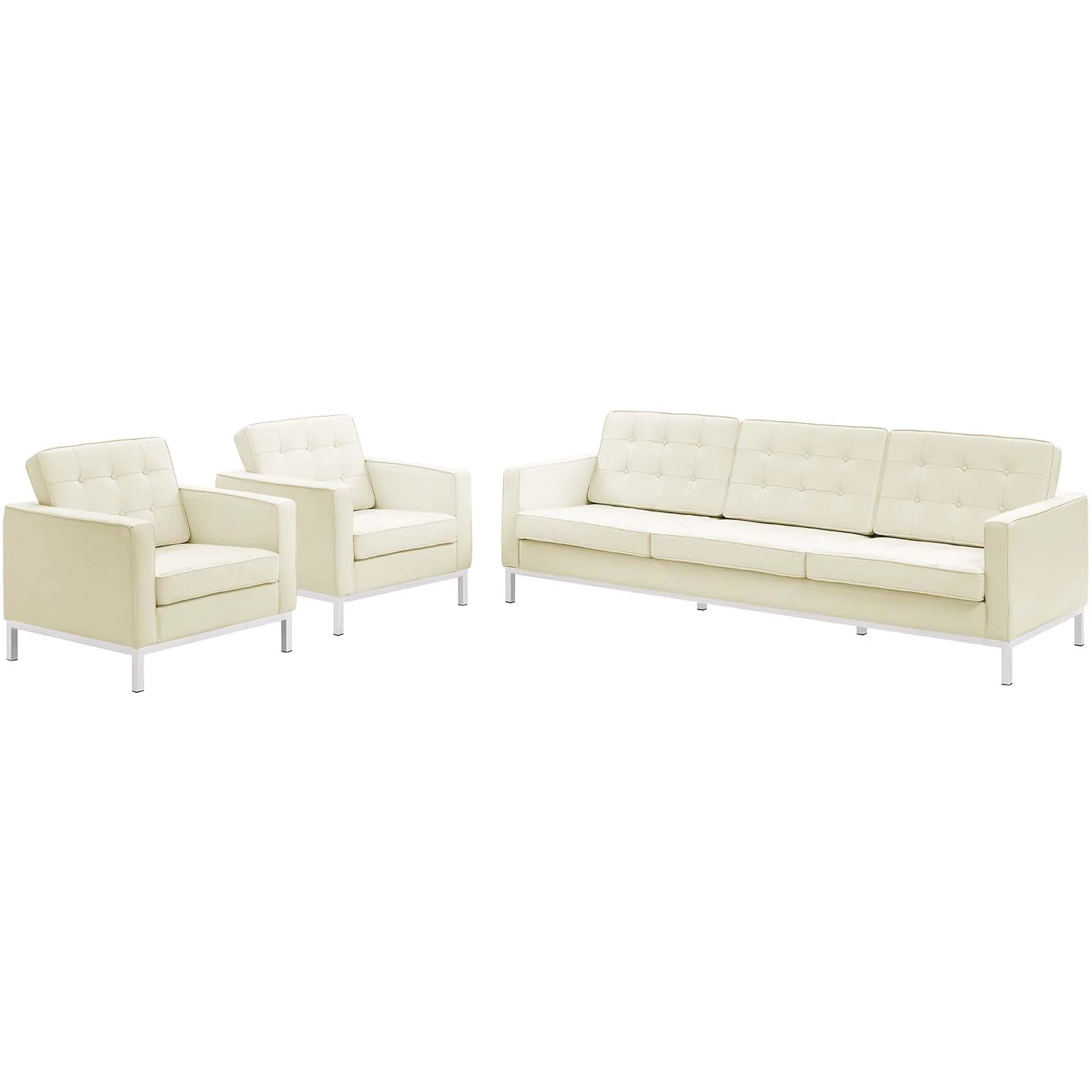 Loft 3 Piece Leather Sofa and Armchair Set By Modway - EEI-3102 - Image 2