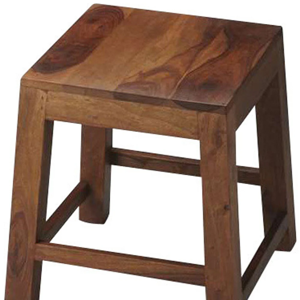 Loft Brown Solid Wood Stool By Homeroots - Image 3