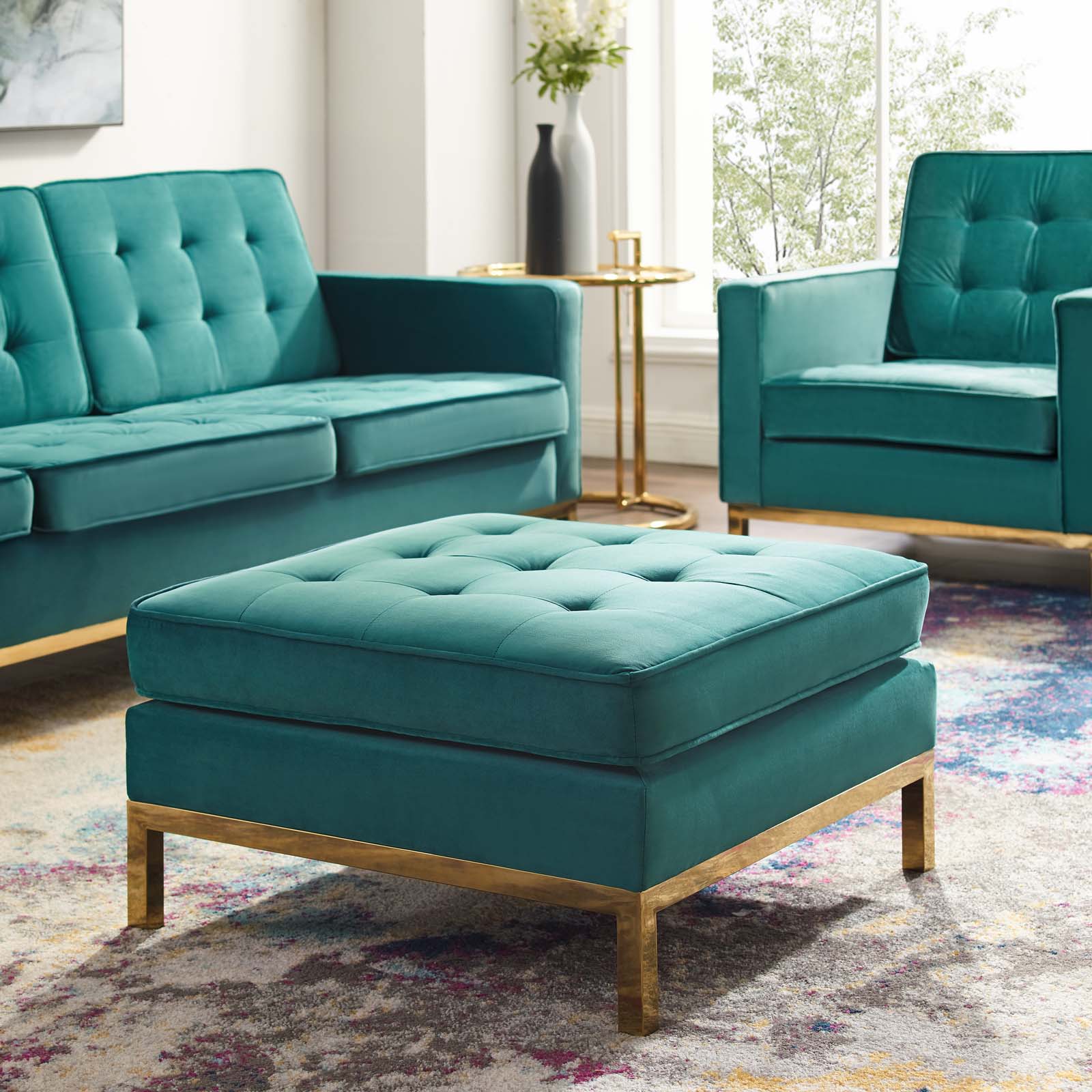 Loft Gold Stainless Steel Leg Performance Velvet Ottoman By Modway - EEI-3396 - Image 10
