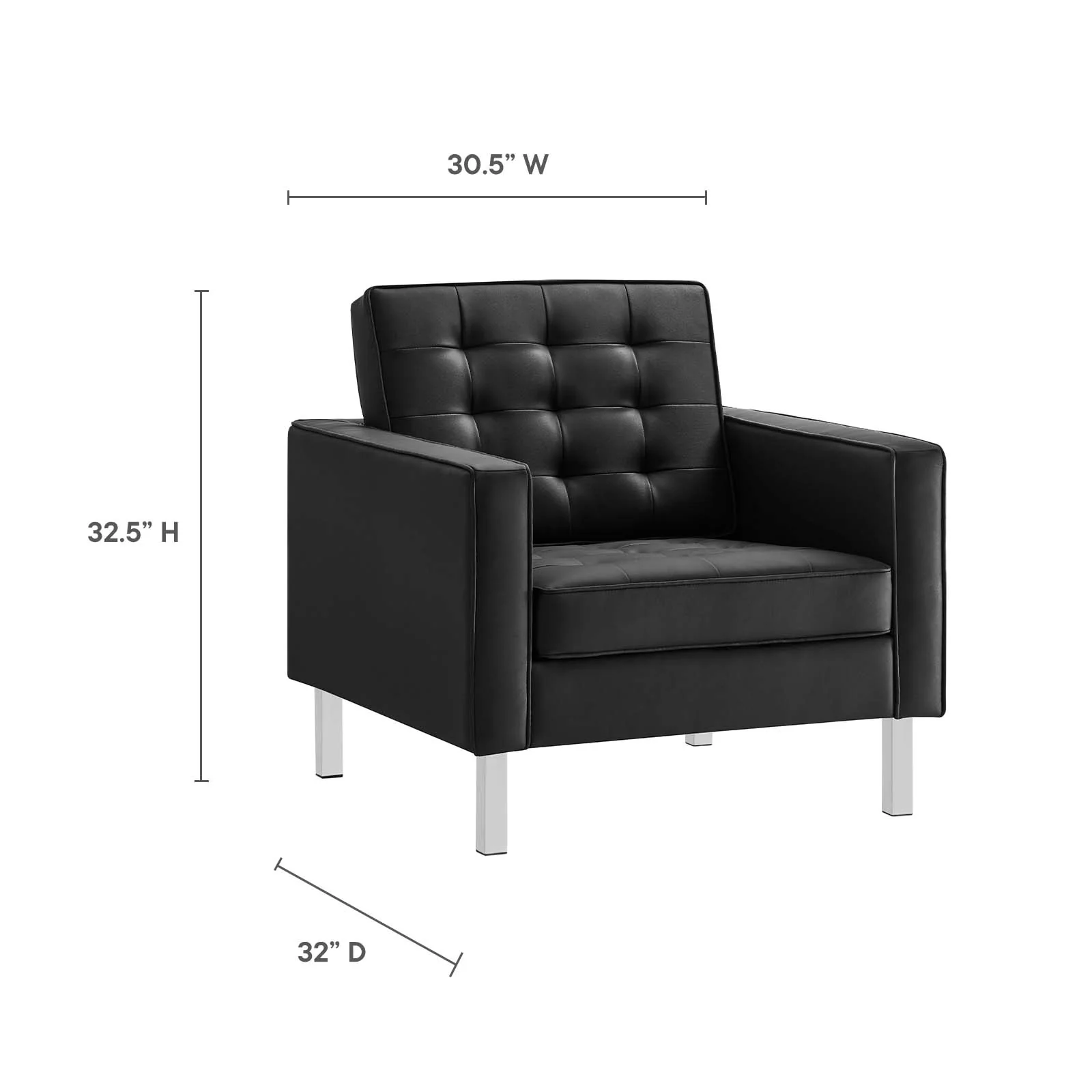 Loft Tufted Vegan Leather Armchair and Ottoman Set By Modway - EEI-6409 - Image 10