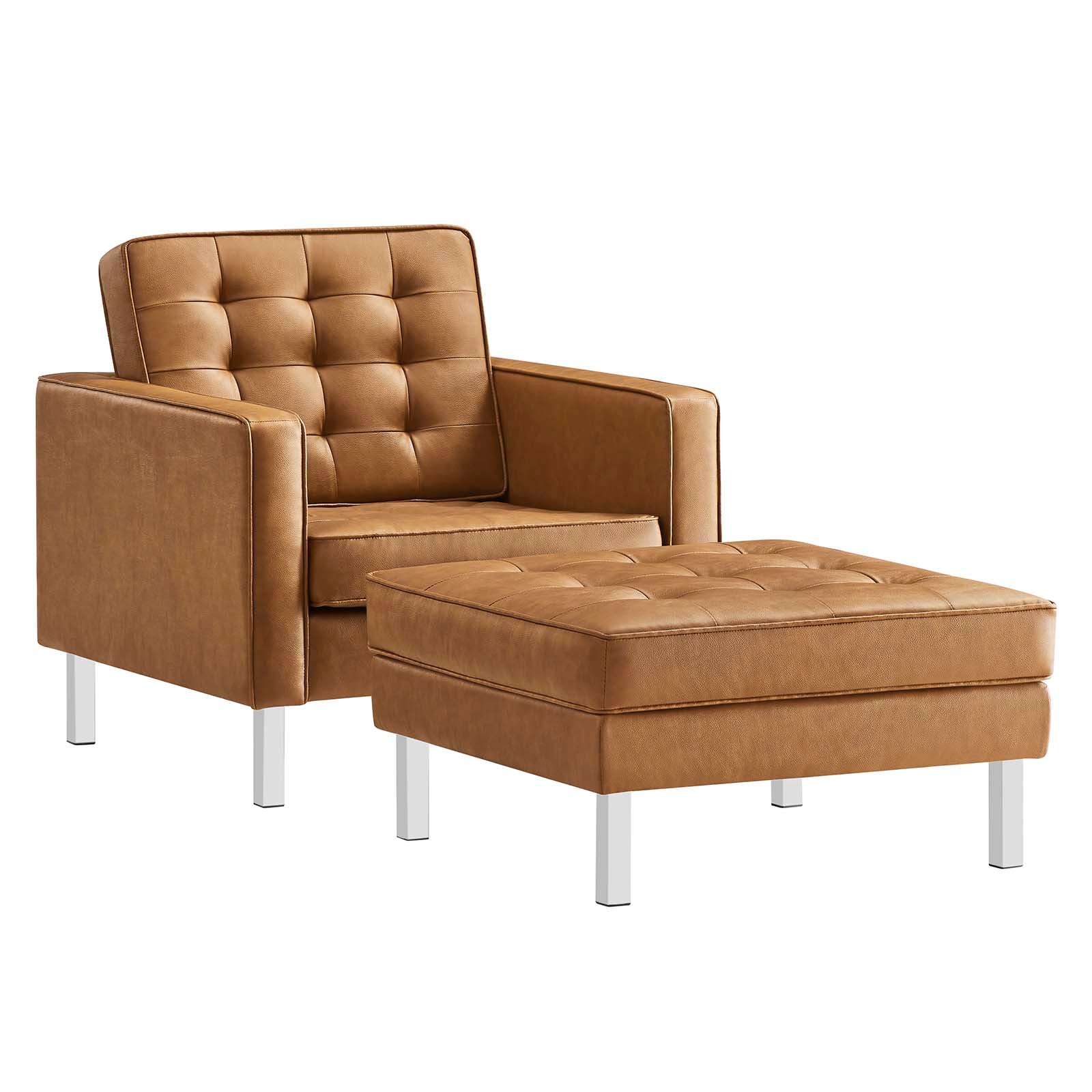 Loft Tufted Vegan Leather Armchair and Ottoman Set By Modway - EEI-6409 - Image 11