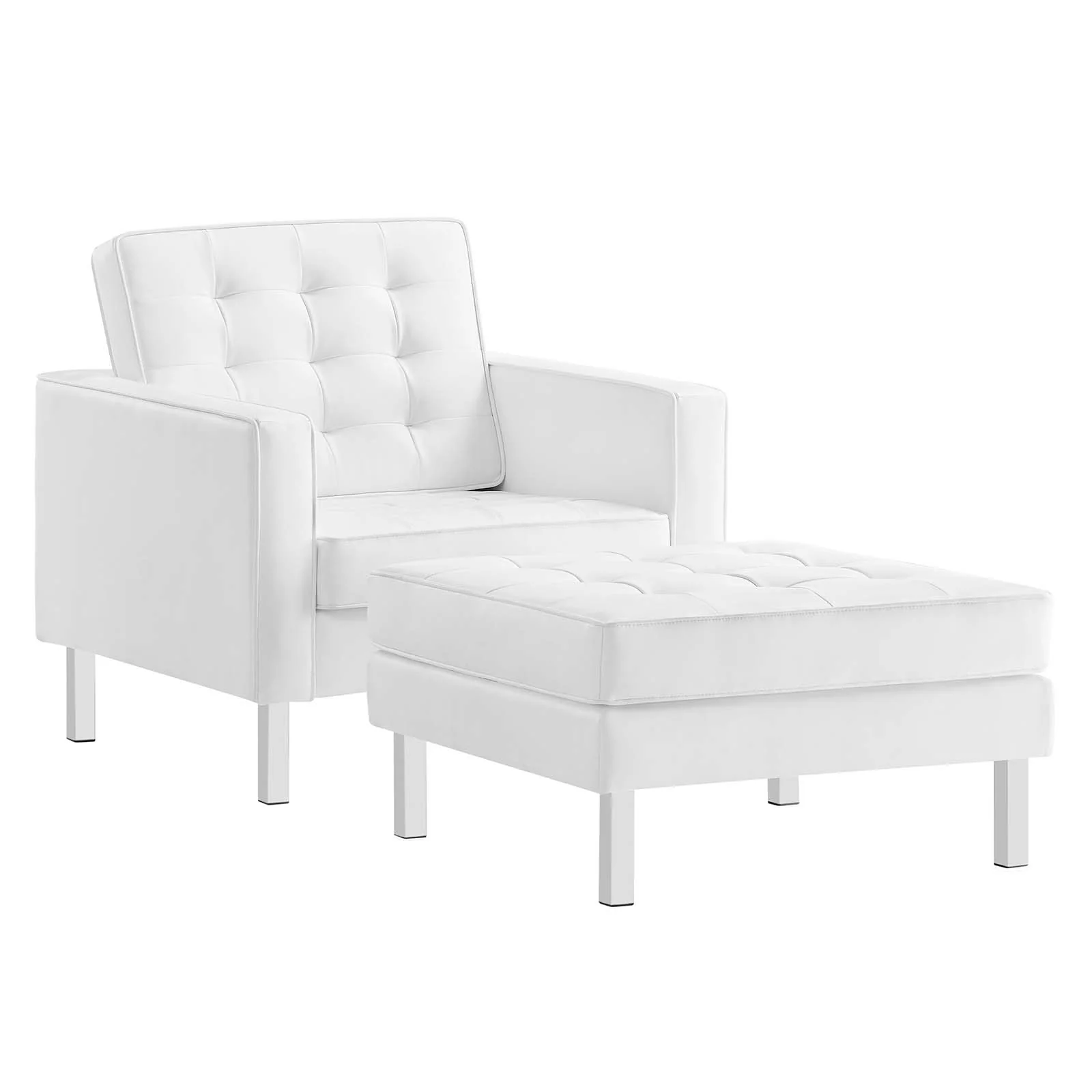 Loft Tufted Vegan Leather Armchair and Ottoman Set By Modway - EEI-6409 - Image 21