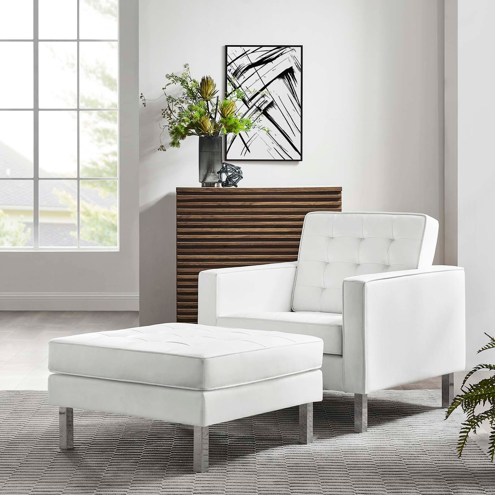 Loft Tufted Vegan Leather Armchair and Ottoman Set By Modway - EEI-6409 - Image 23
