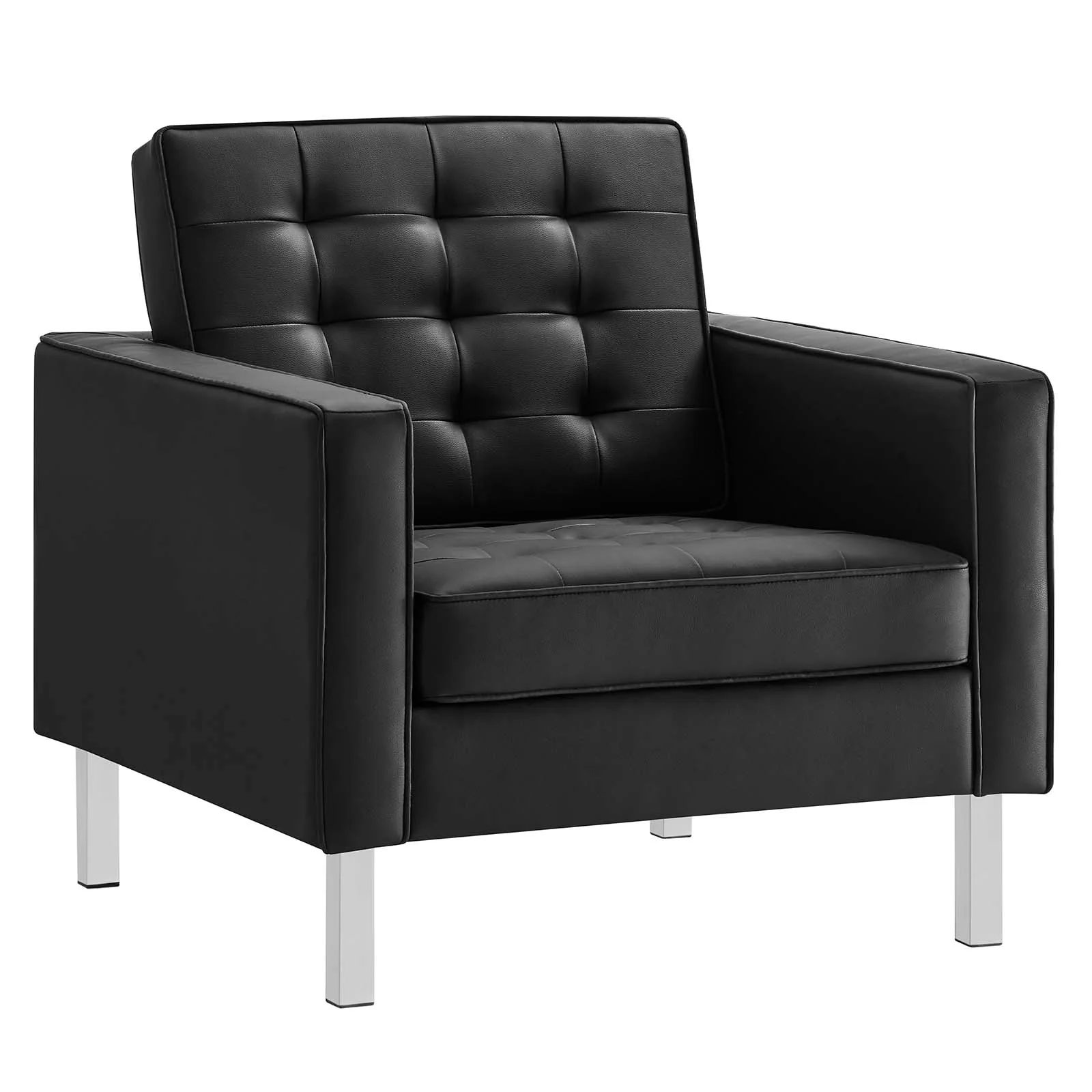 Loft Tufted Vegan Leather Armchair and Ottoman Set By Modway - EEI-6409 - Image 4