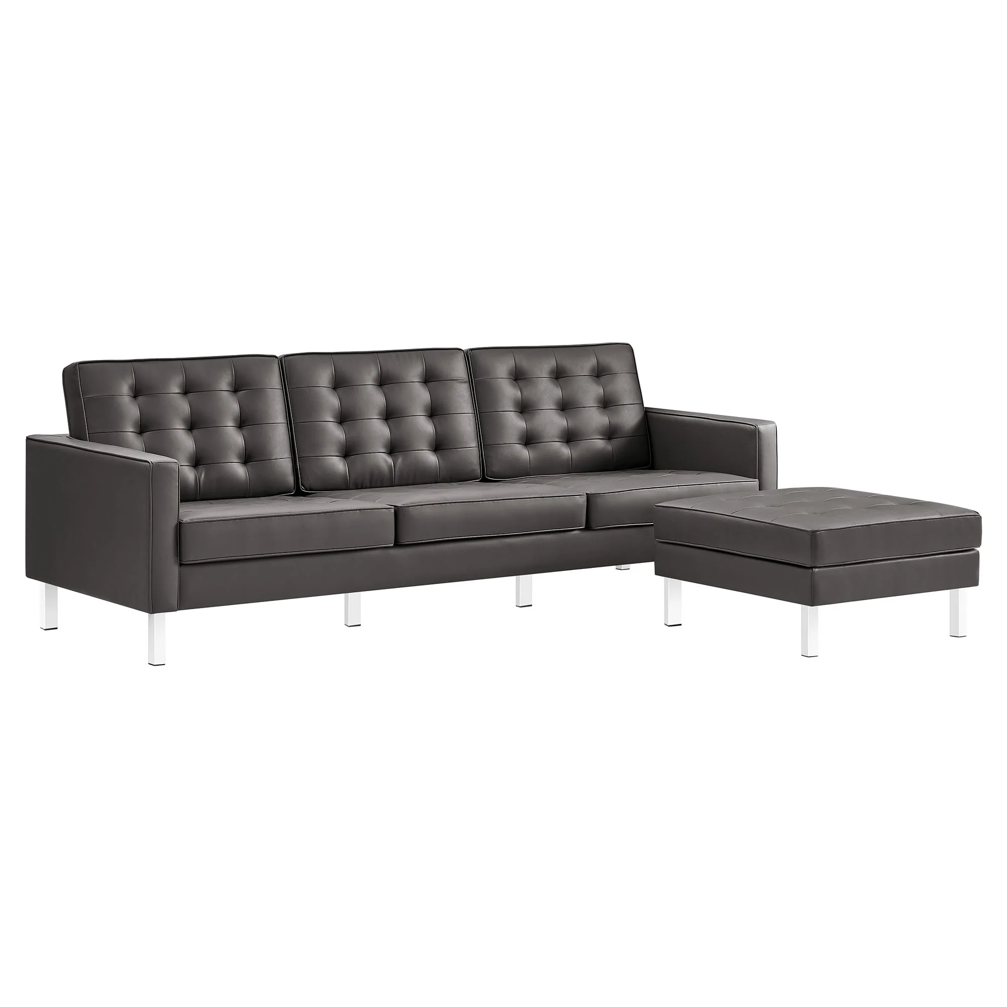 Loft Tufted Vegan Leather Sofa and Ottoman Set by Modway - Image 2