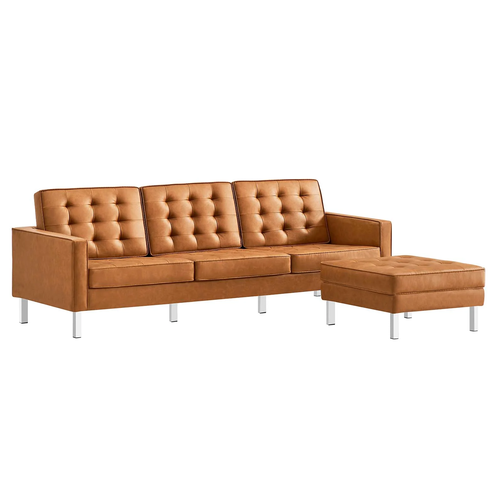 Loft Tufted Vegan Leather Sofa and Ottoman Set By Modway - EEI-6410 - Image 11