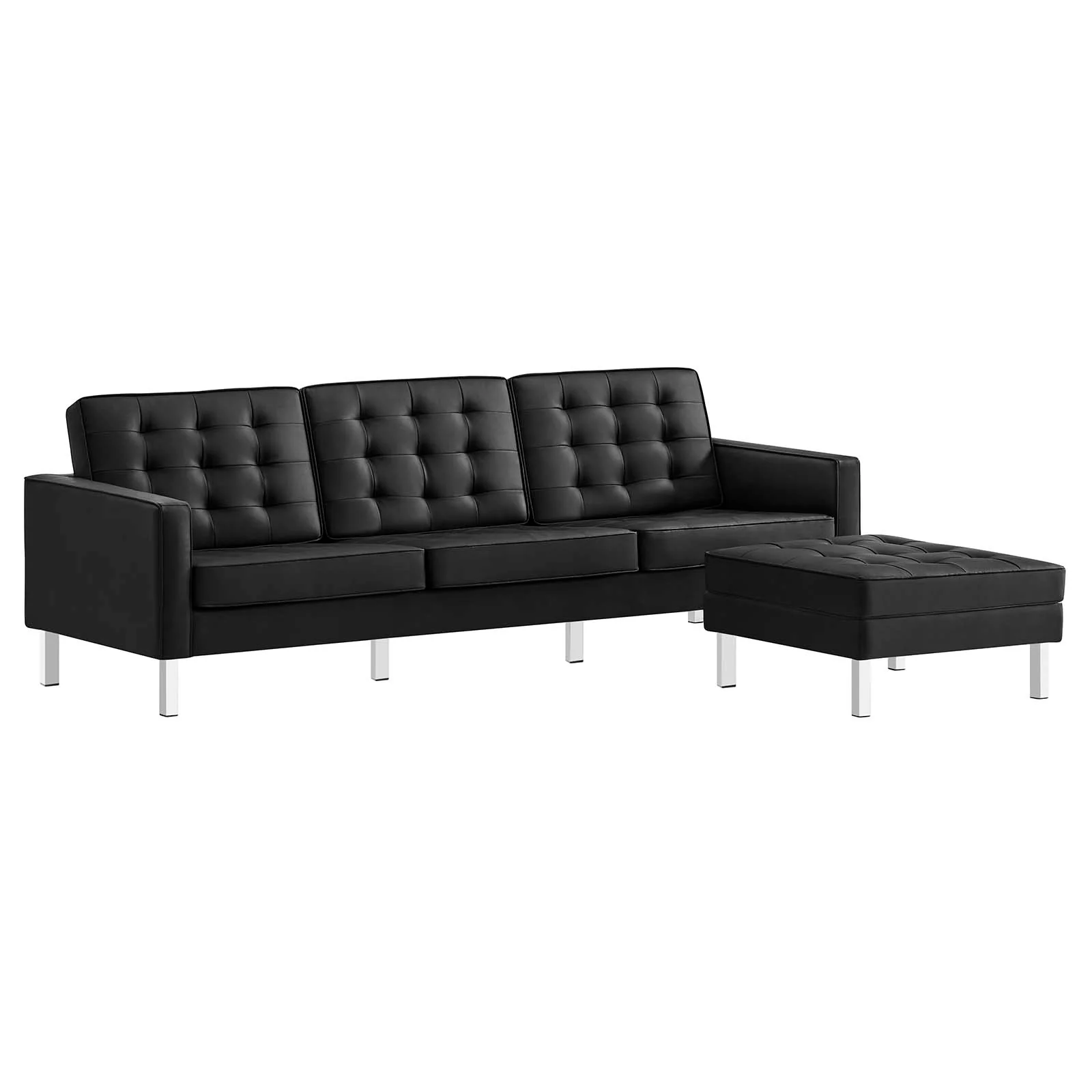 Loft Tufted Vegan Leather Sofa and Ottoman Set By Modway - EEI-6410 - Image 2