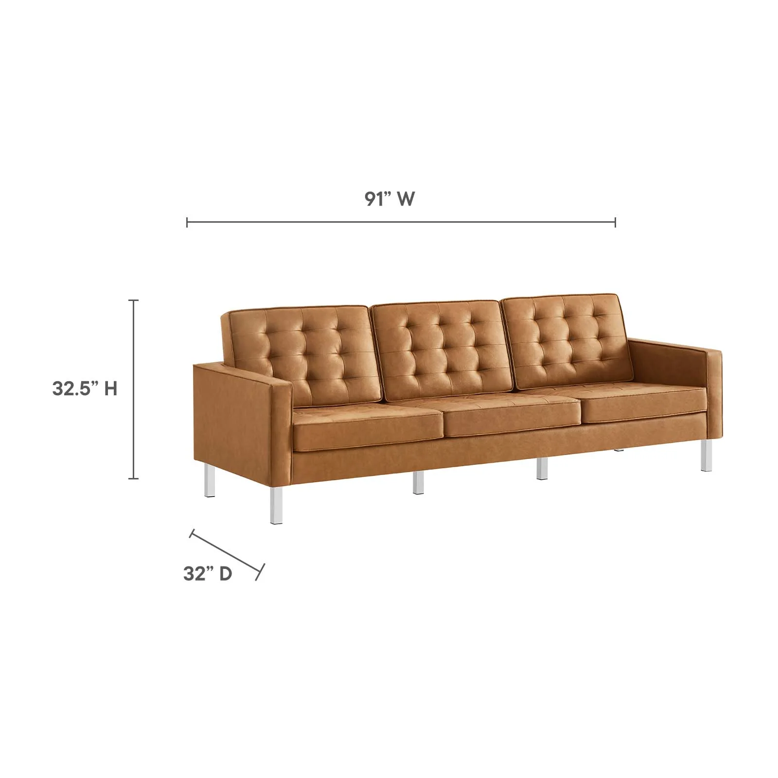 Loft Tufted Vegan Leather Sofa and Ottoman Set By Modway - EEI-6410 - Image 20